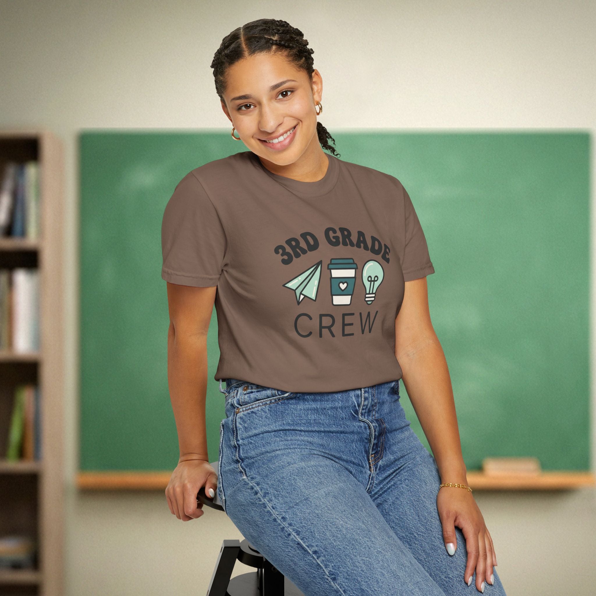 3rd Grade Crew Shirt | Retro Third Grade Teacher Tee | Cute Teacher Coffee Shirt | Premium Comfort Colors 1717 Vintage Tee