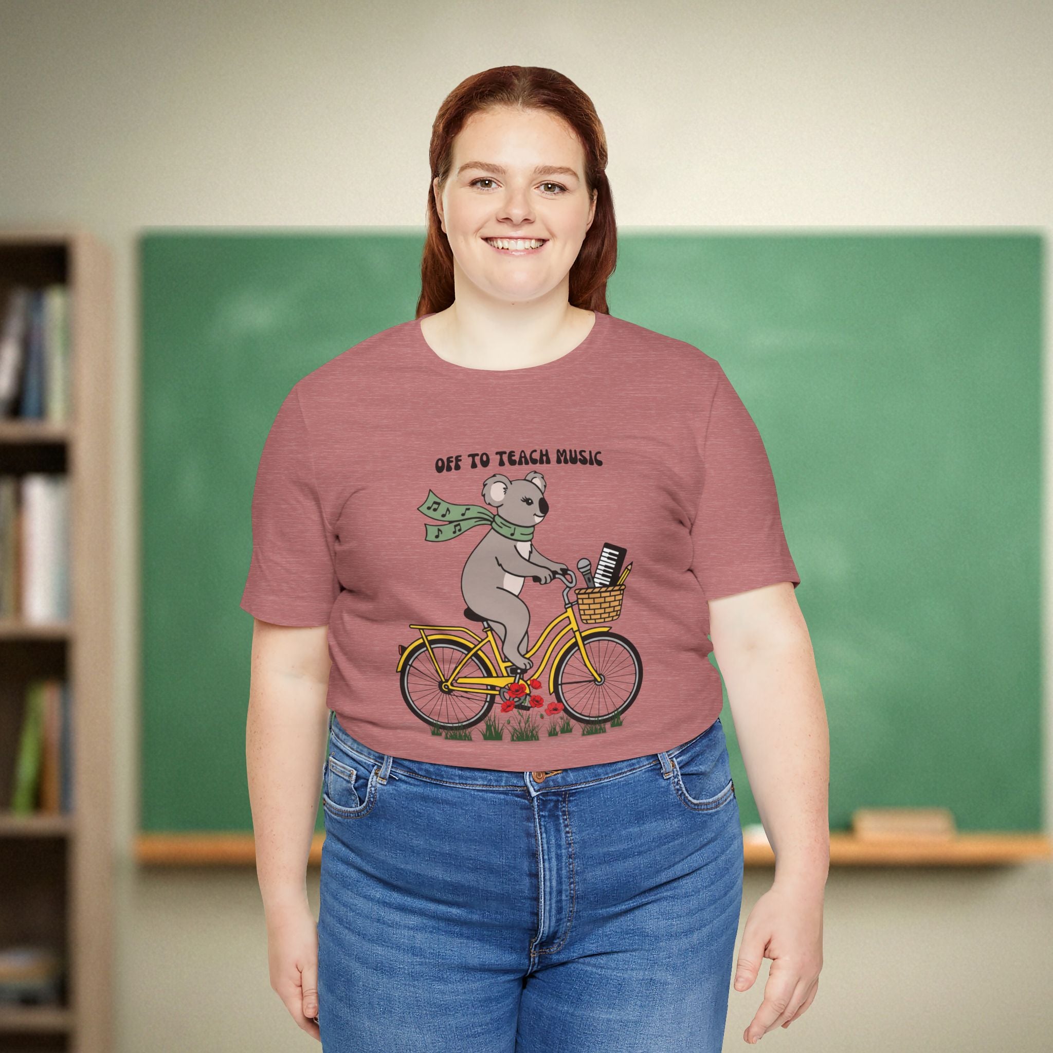 Music Teacher Koala Shirt | Yellow Retro Cruiser Bike Floral Tee | Funny Teacher Gift