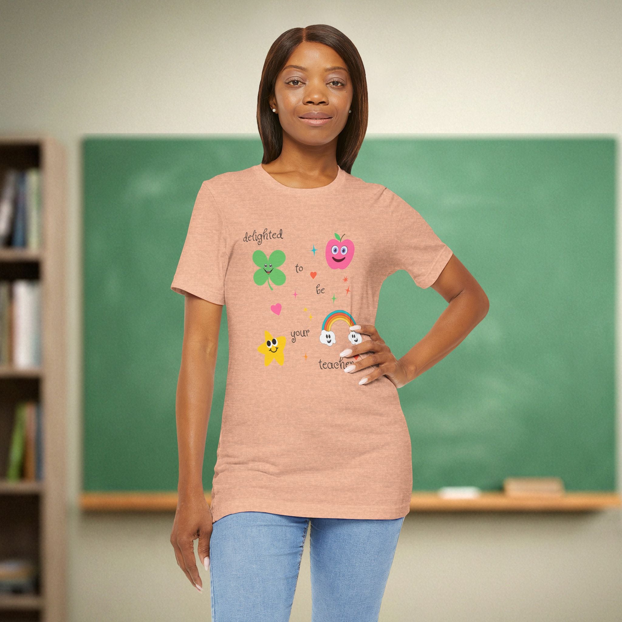 Delighted to Be Your Teacher Shirt | Cute Rainbow Teacher Gift | Elementary Teacher Tee | Bella Canvas 3001