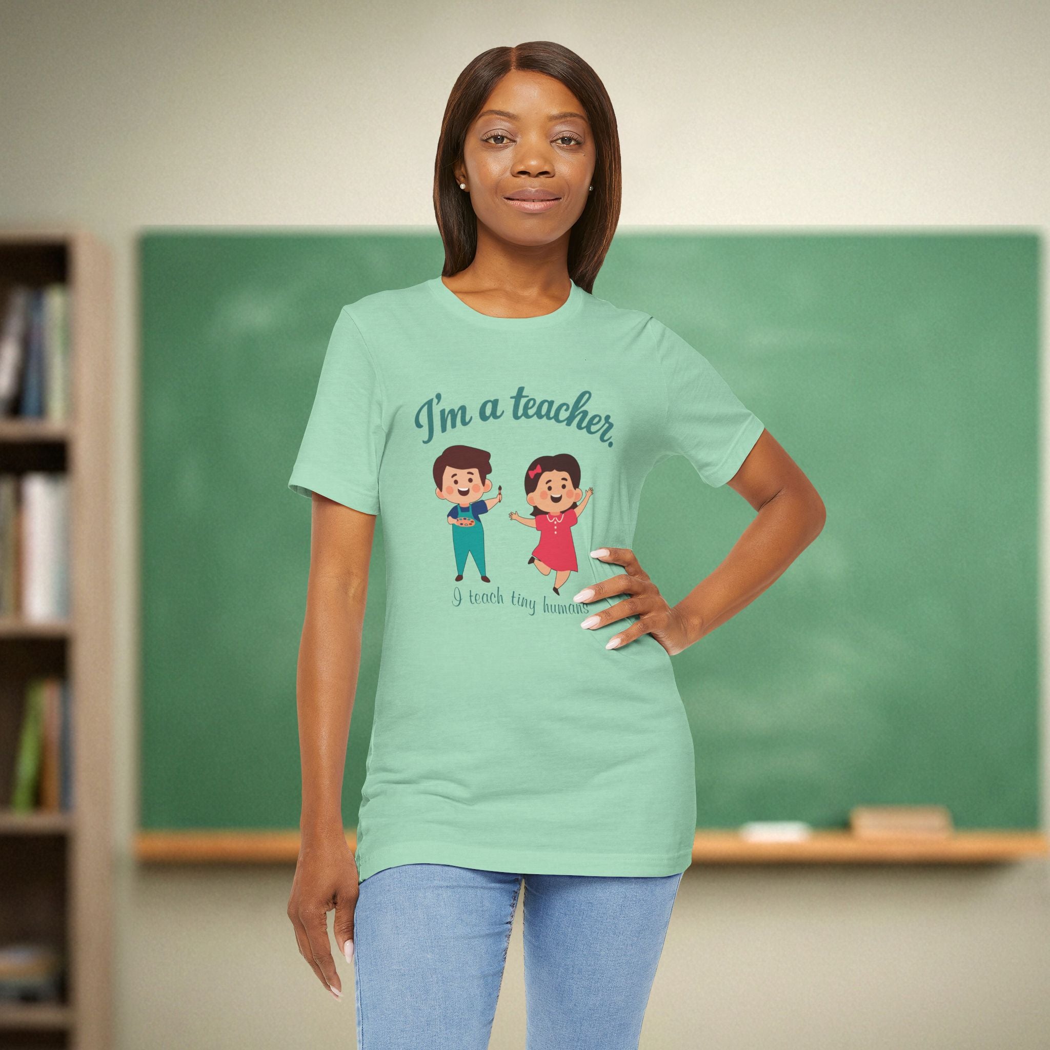 I Teach Tiny Humans Shirt | Cute Preschool & Kindergarten Teacher Tee | Early Childhood Teacher Gift | Bella Canvas 3001