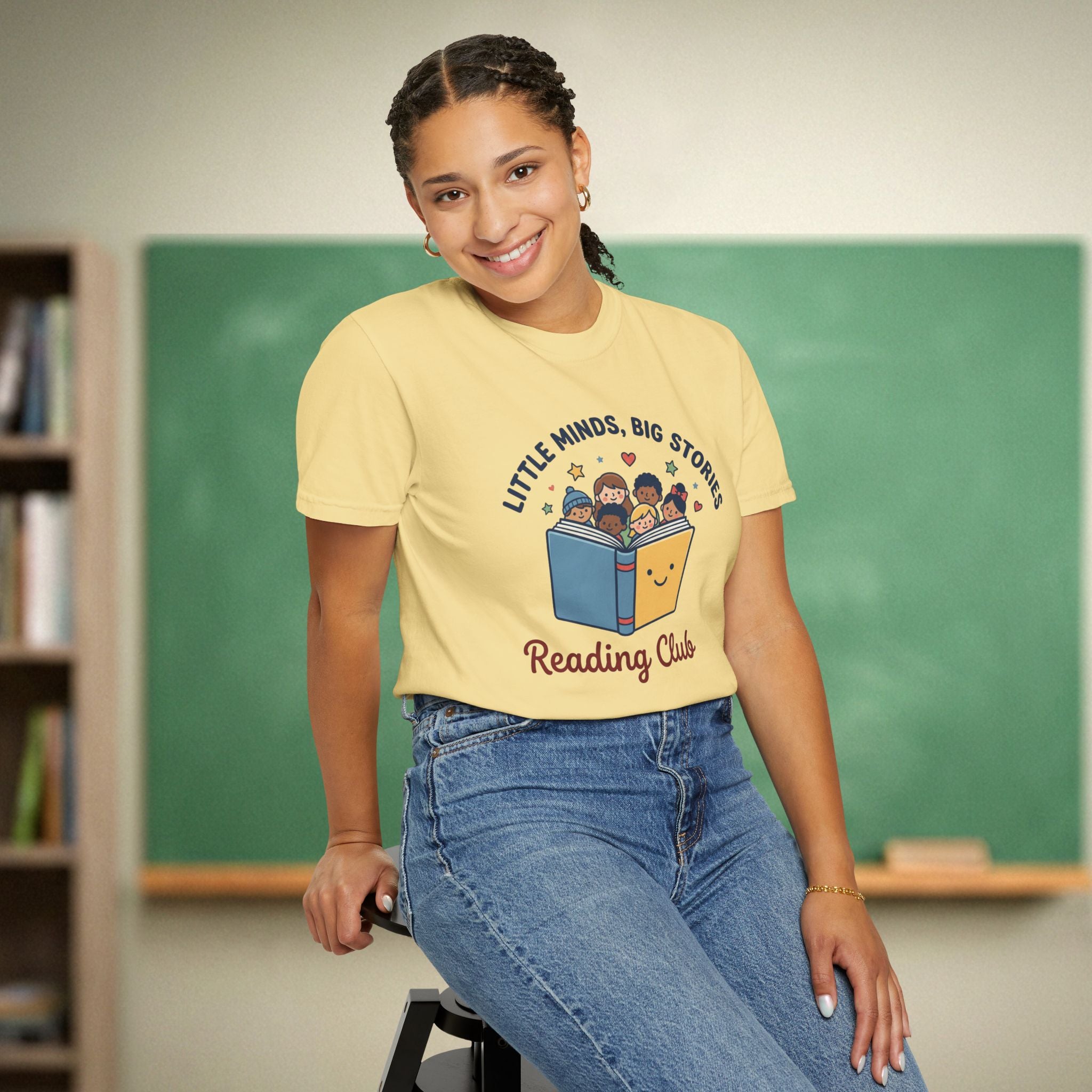Little Minds Big Stories Reading Club | Reading Teacher Shirt | Premium Comfort Colors 1717 Vintage Tee