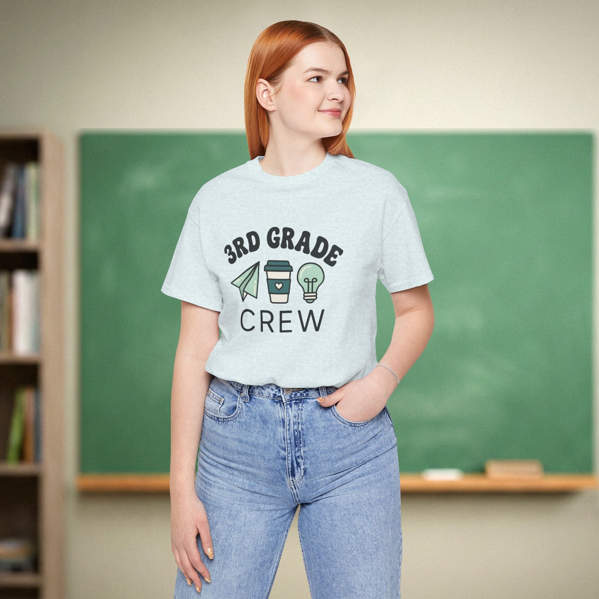 3rd Grade Crew Shirt | Retro Third Grade Teacher Tee | Cute Teacher Coffee Shirt | Bella Canvas 3001