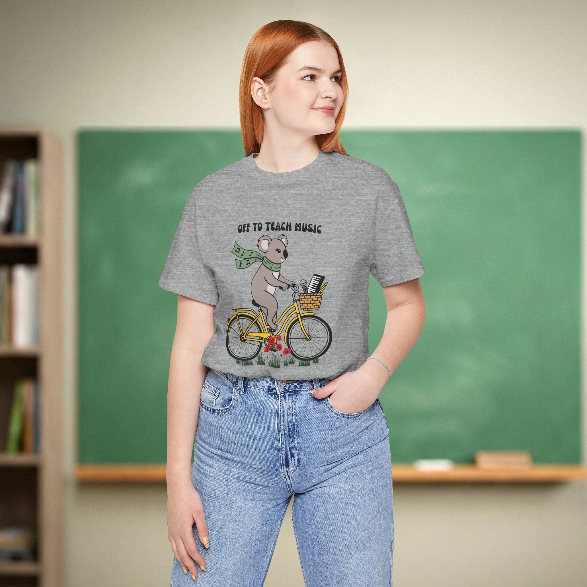 Music Teacher Koala Shirt | Yellow Retro Cruiser Bike Floral Tee | Funny Teacher Gift
