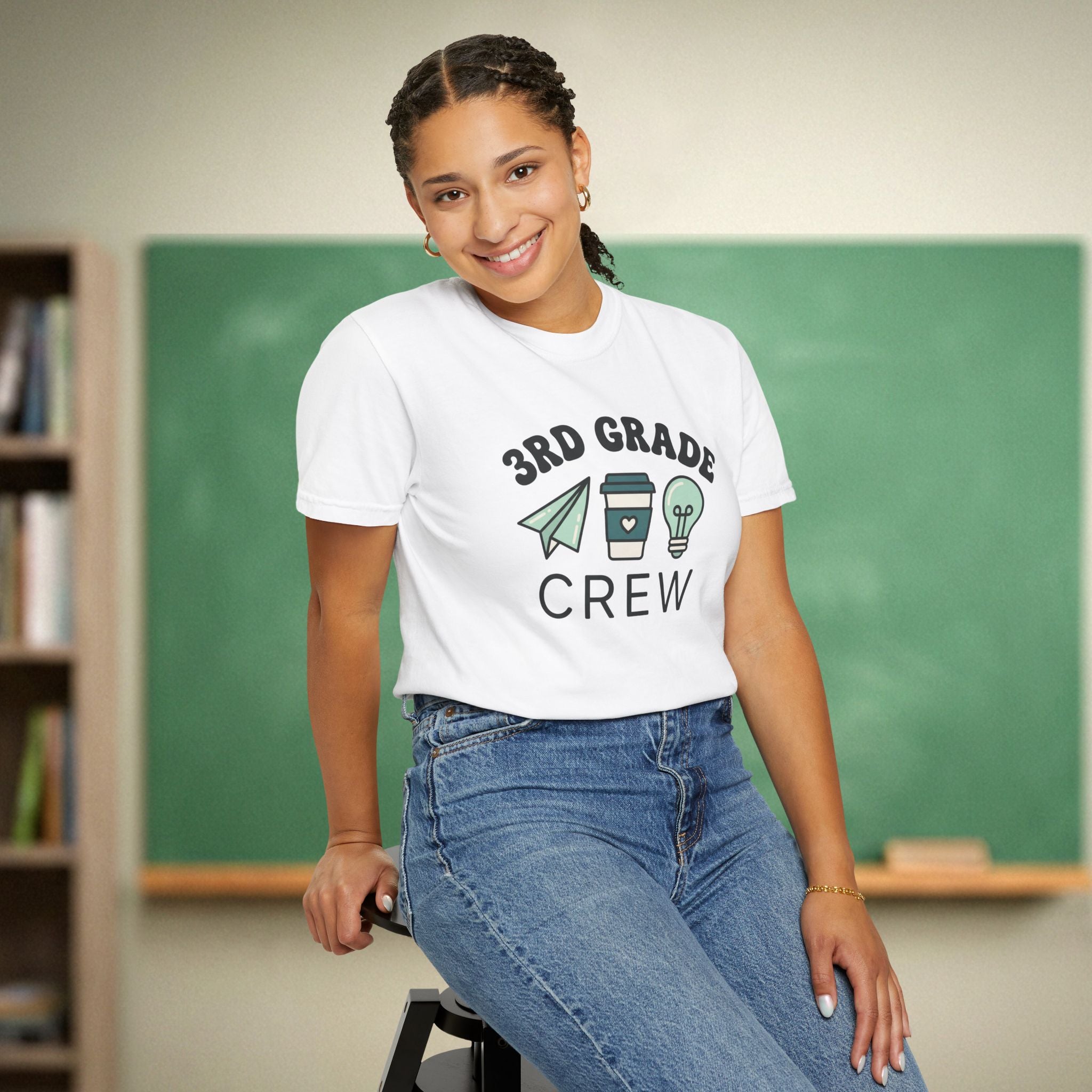 3rd Grade Crew Shirt | Retro Third Grade Teacher Tee | Cute Teacher Coffee Shirt | Premium Comfort Colors 1717 Vintage Tee
