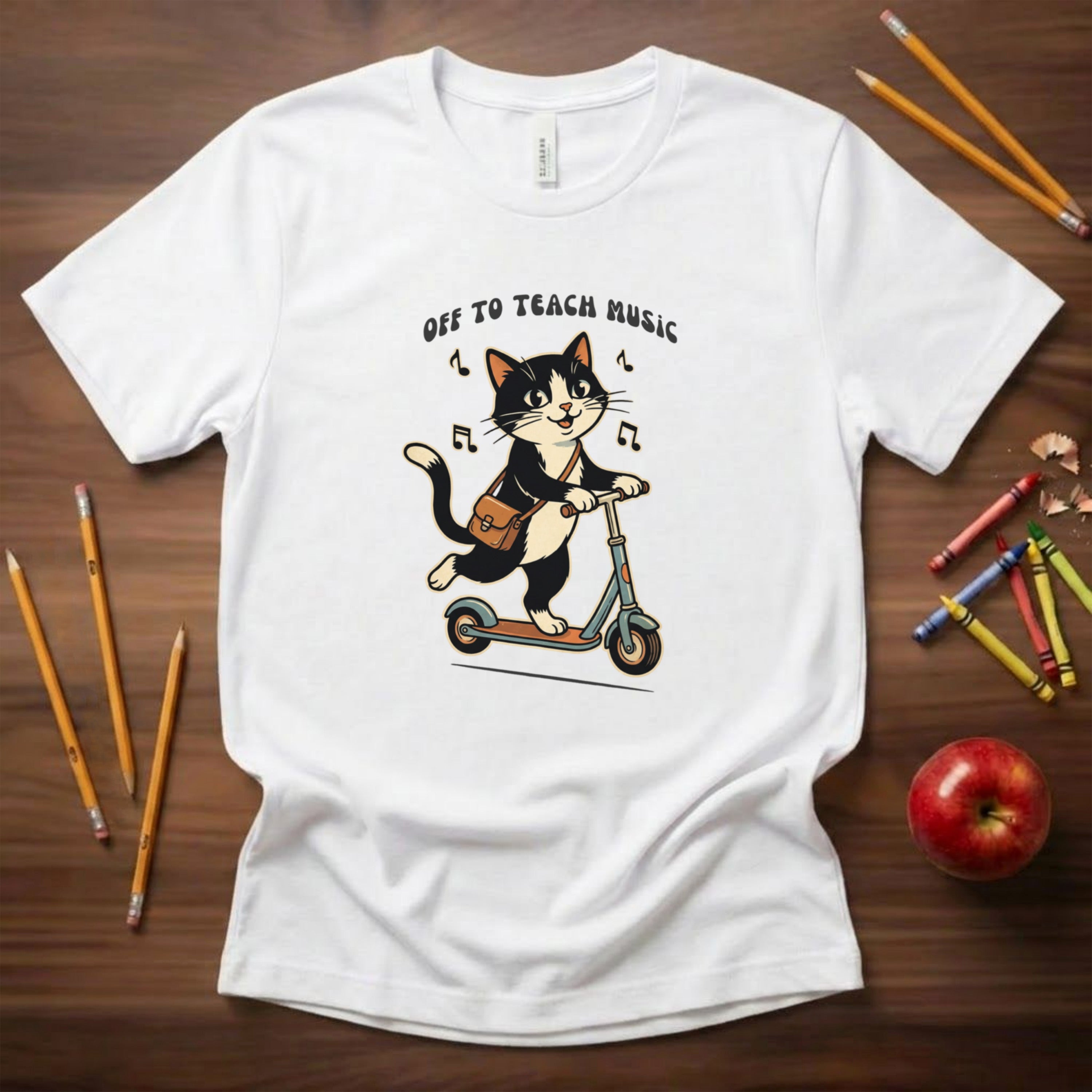 Off to Teach Music Tuxedo Cat | Music Teacher Shirt | Bella Canvas 3001