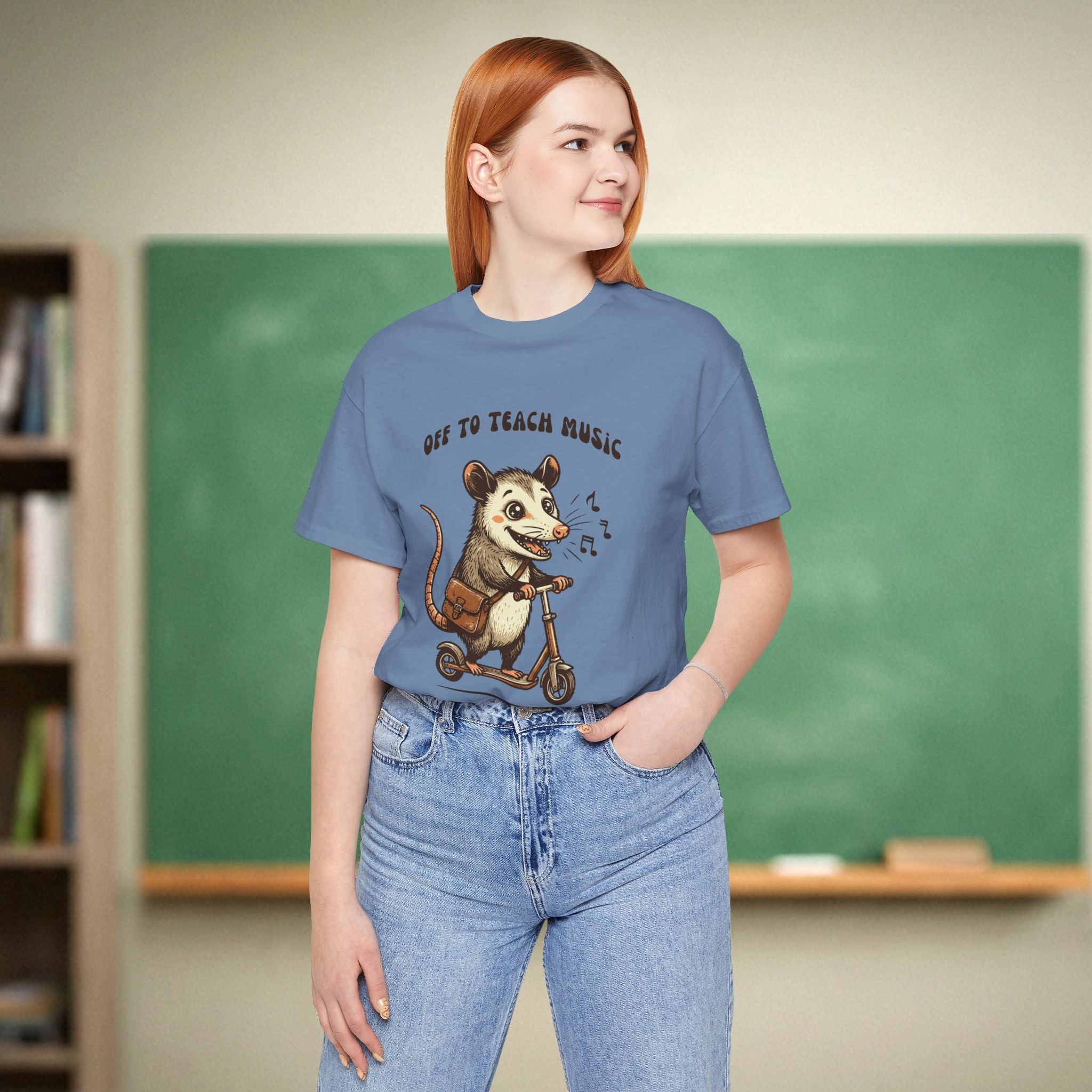 Off to Teach Music Opossum | Music Teacher Shirt | Bella Canvas 3001
