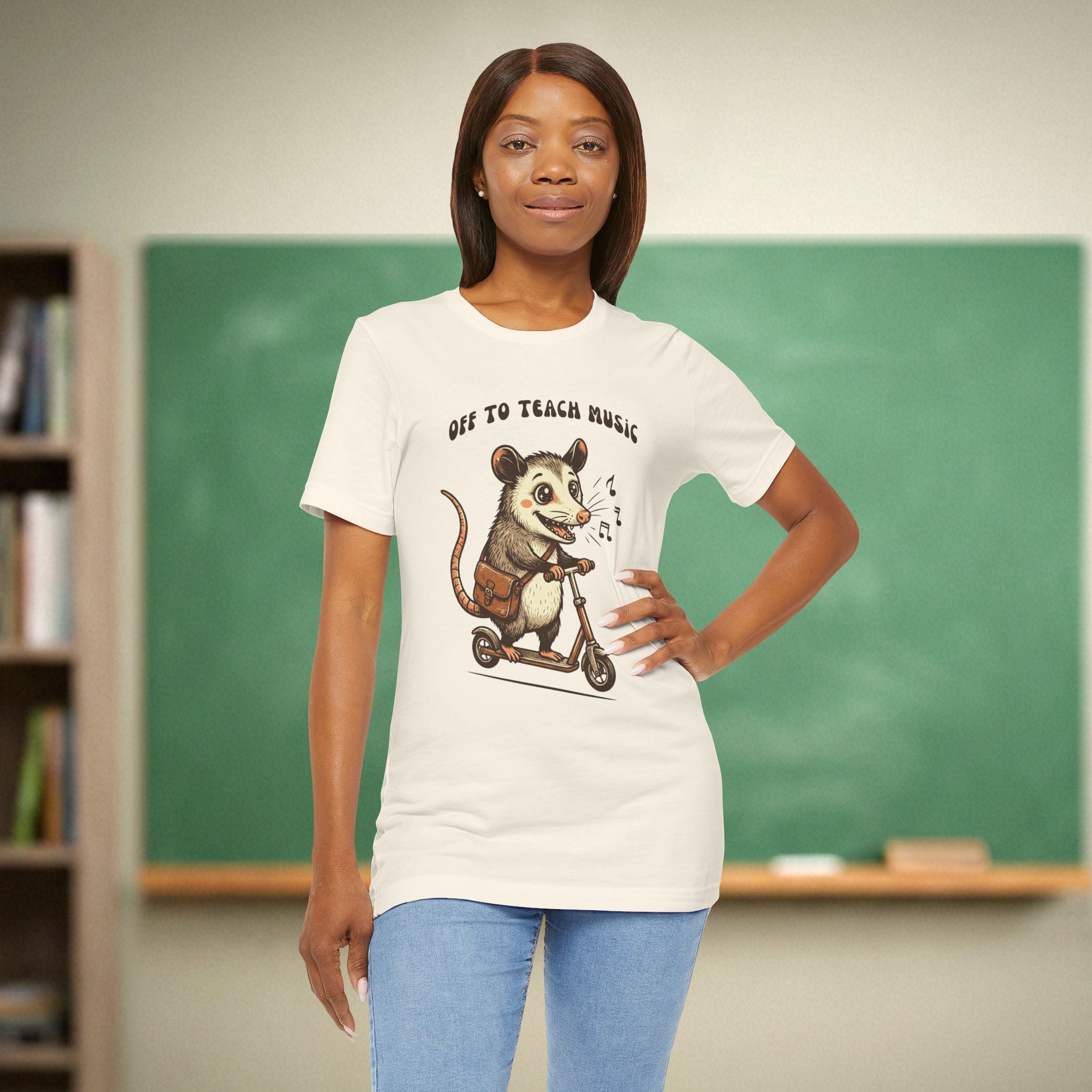 Off to Teach Music Opossum | Music Teacher Shirt | Bella Canvas 3001