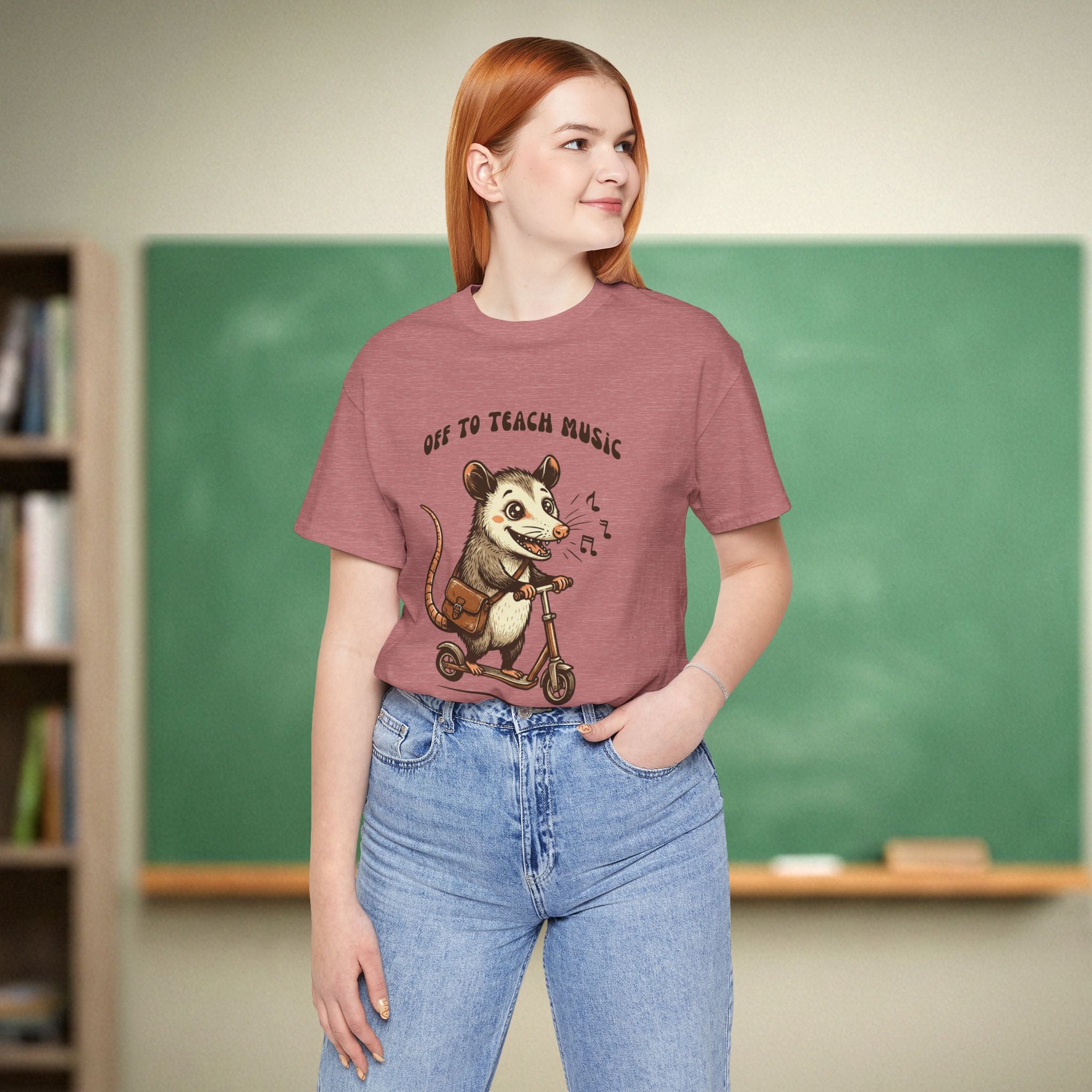 Off to Teach Music Opossum | Music Teacher Shirt | Bella Canvas 3001