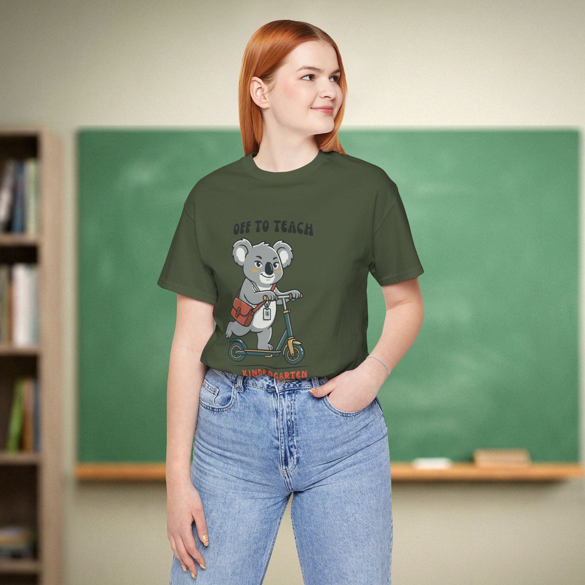 Off to Teach Koala Shirt | Cute Teacher Scooter Tee | Bella Canvas 3001
