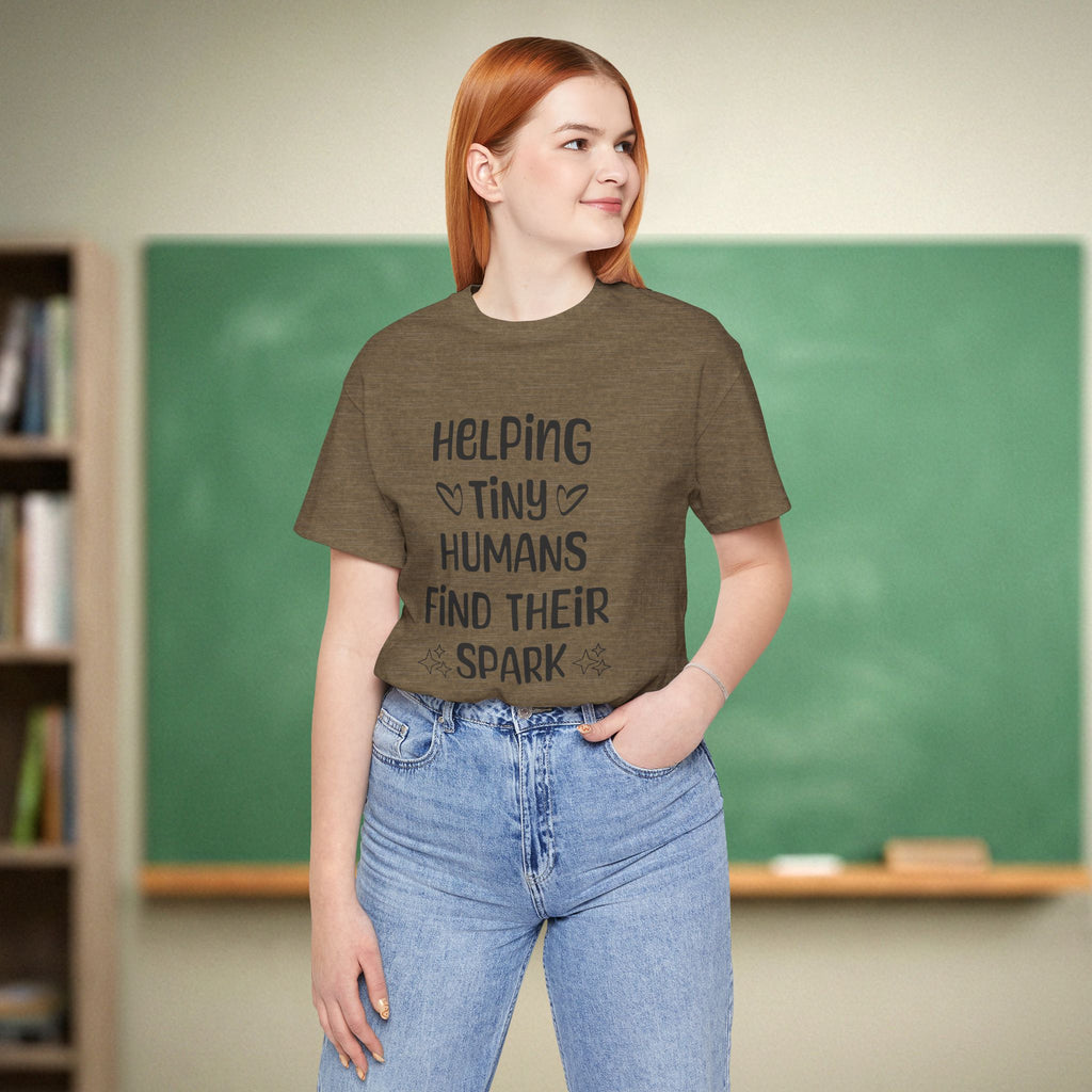 Helping Tiny Humans Find Their Spark Shirt | Inspirational Teacher Tee | Elementary Educator Gift | Bella Canvas 3001