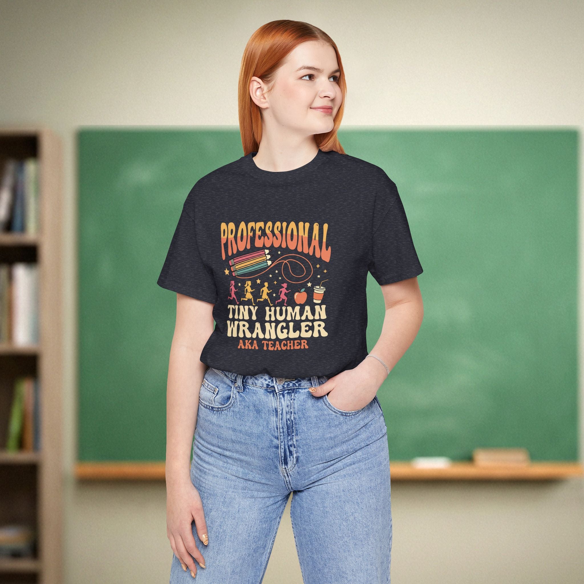 Professional Tiny Human Wrangler Teacher Shirt | Funny Elementary Teacher Tee | Premium Teacher Apparel