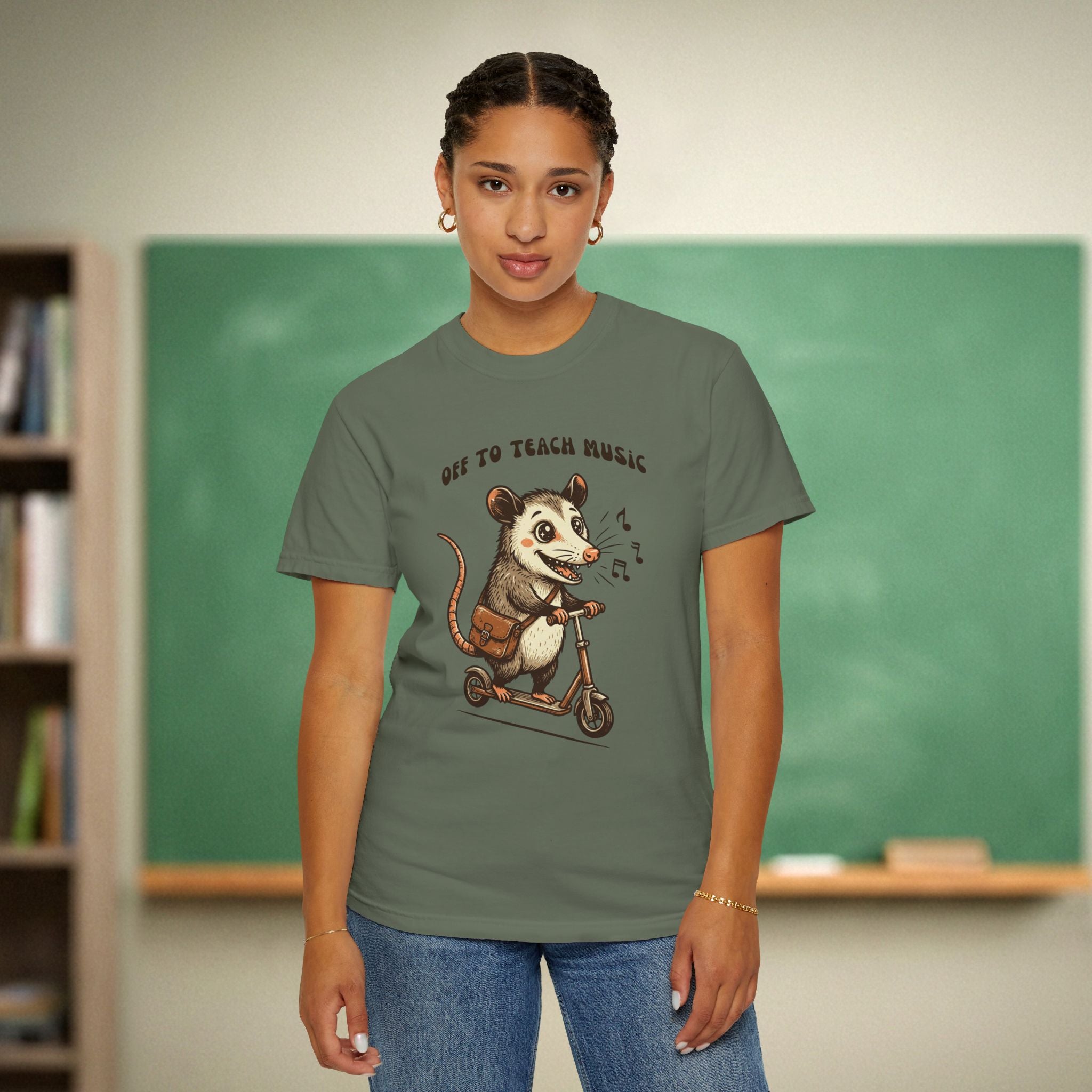 Off to Teach Music Opossum | Music Teacher Shirt | Premium Comfort Colors 1717 Vintage Tee