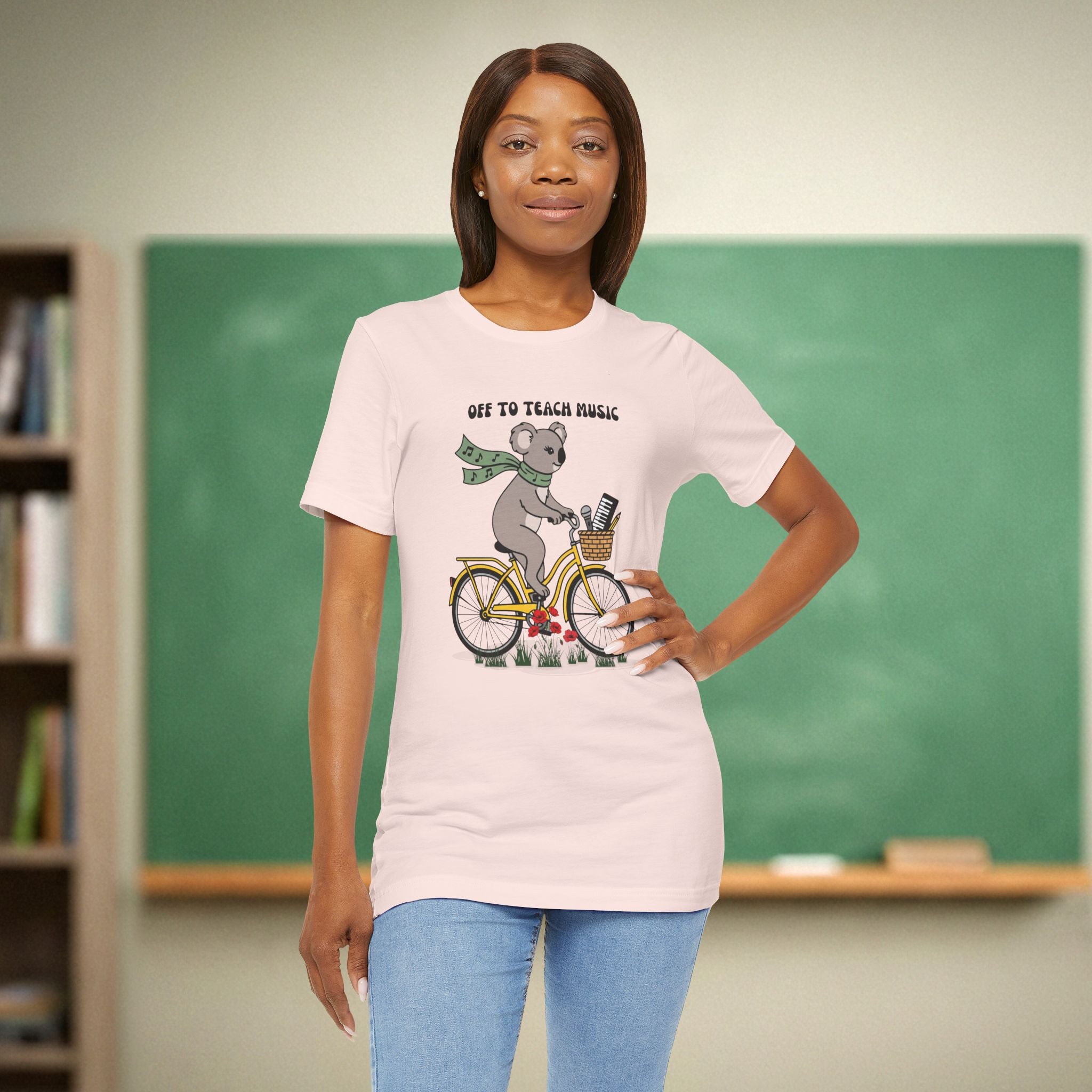 Music Teacher Koala Shirt | Yellow Retro Cruiser Bike Floral Tee | Funny Teacher Gift