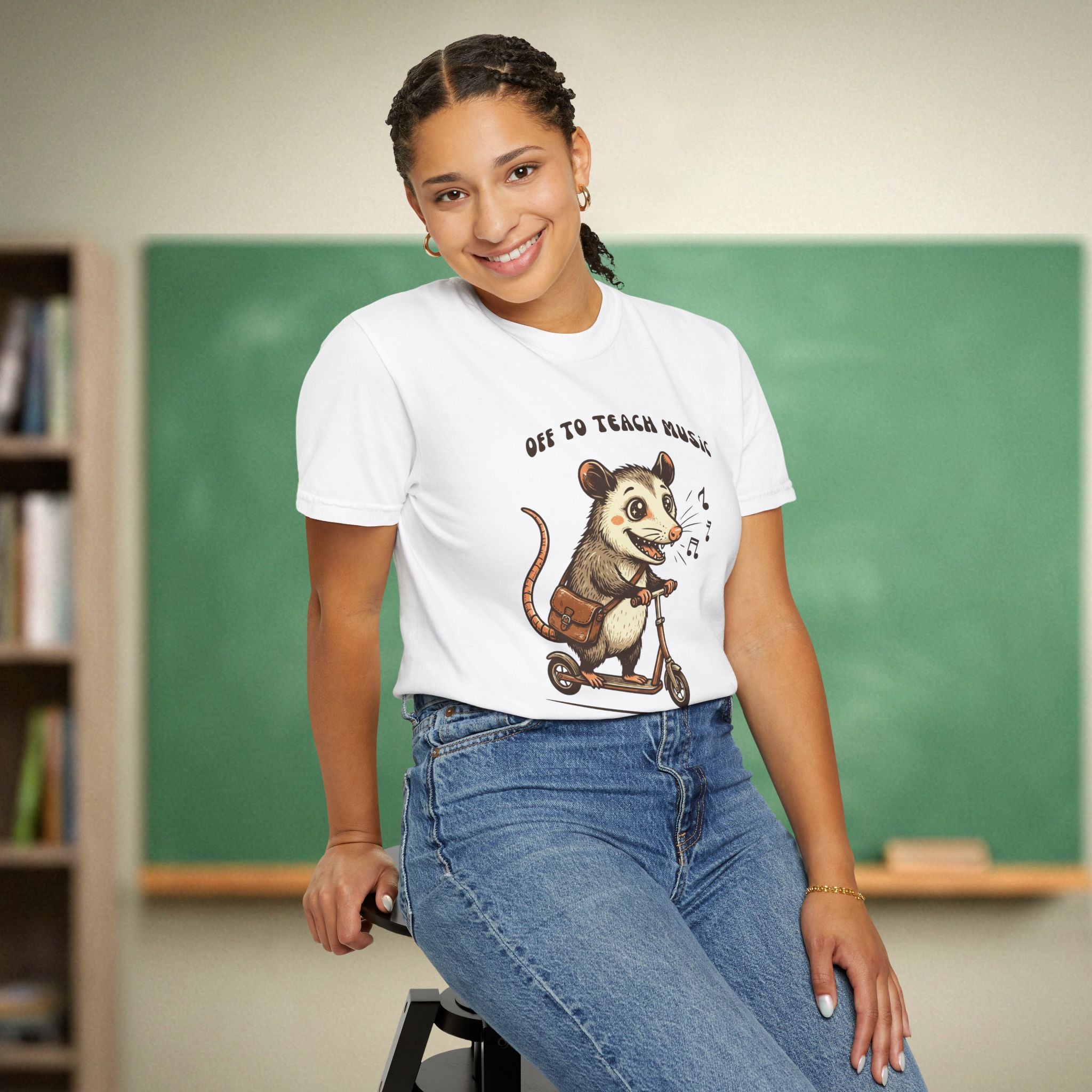 Off to Teach Music Opossum | Music Teacher Shirt | Premium Comfort Colors 1717 Vintage Tee
