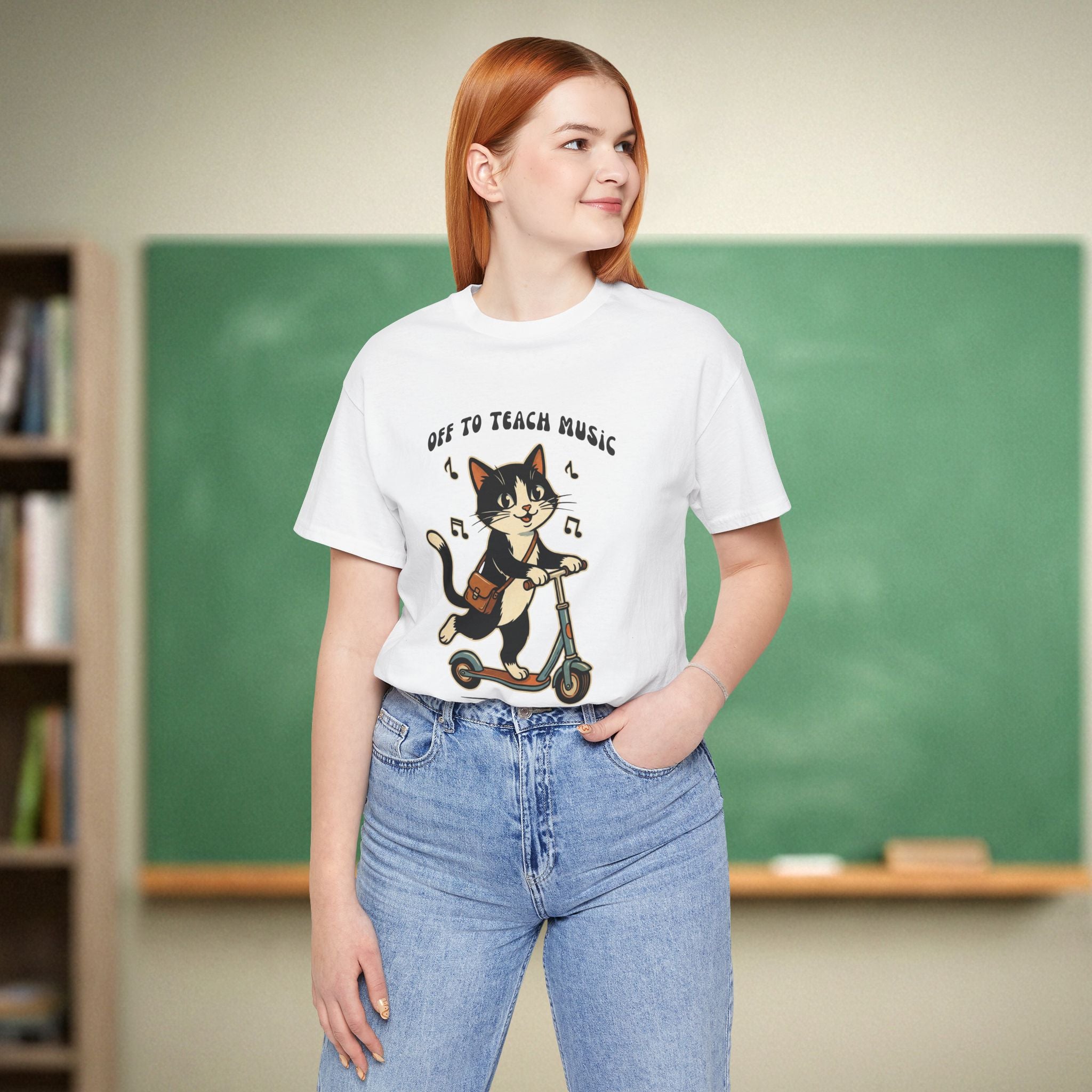 Off to Teach Music Tuxedo Cat | Music Teacher Shirt | Bella Canvas 3001