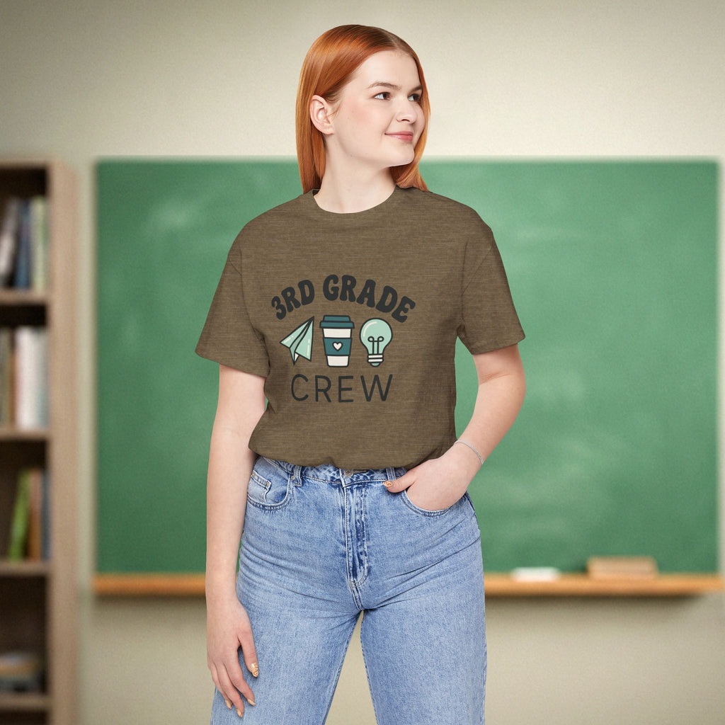 3rd Grade Crew Shirt | Retro Third Grade Teacher Tee | Cute Teacher Coffee Shirt | Bella Canvas 3001