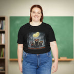 We Howl for Coffee Teacher Shirt | Retro Raccoon Coffee Moon Tee | Bella Canvas 3001