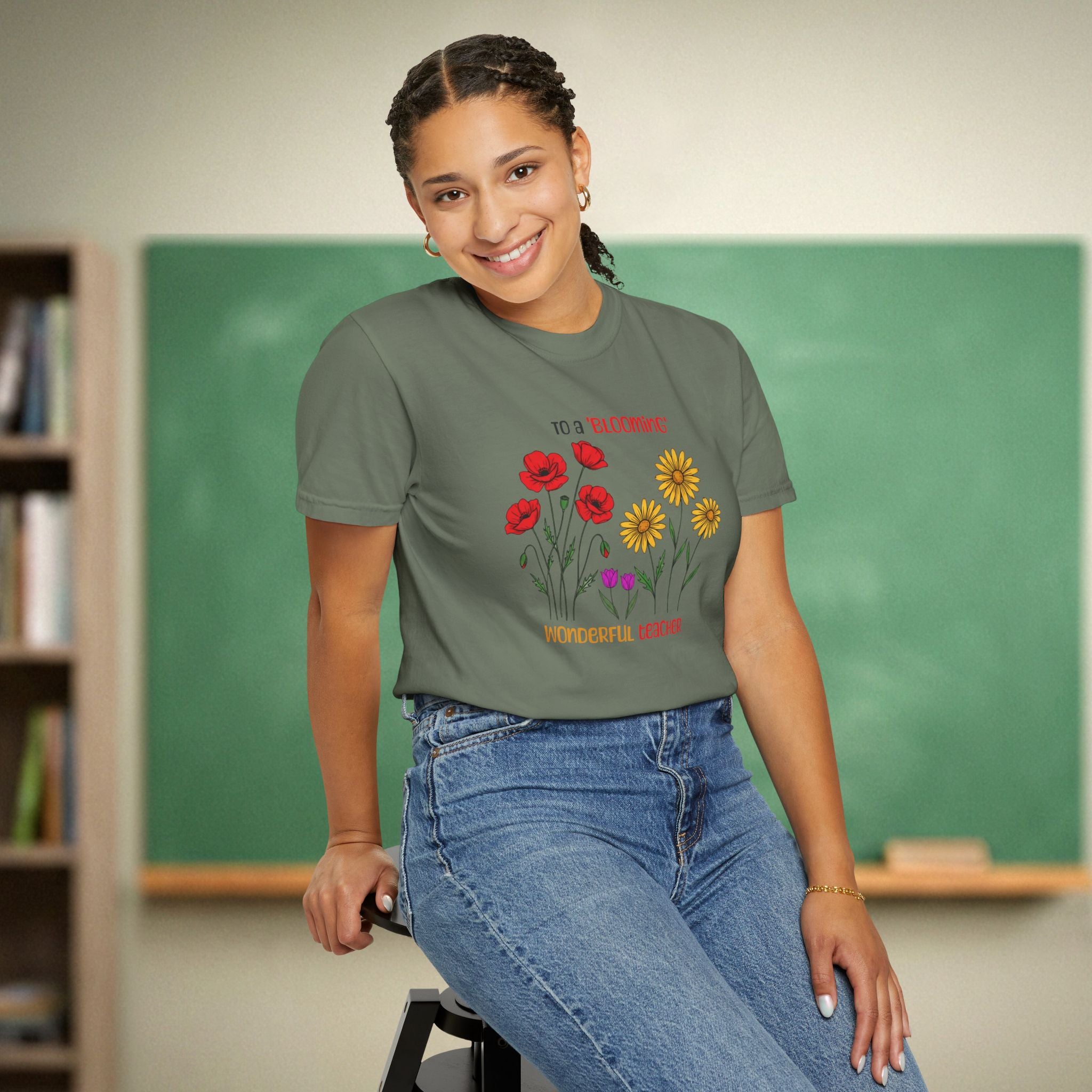 Blooming Wonderful Teacher Floral Shirt | Inspirational Teacher Gift | Premium Comfort Colors 1717 Vintage Tee