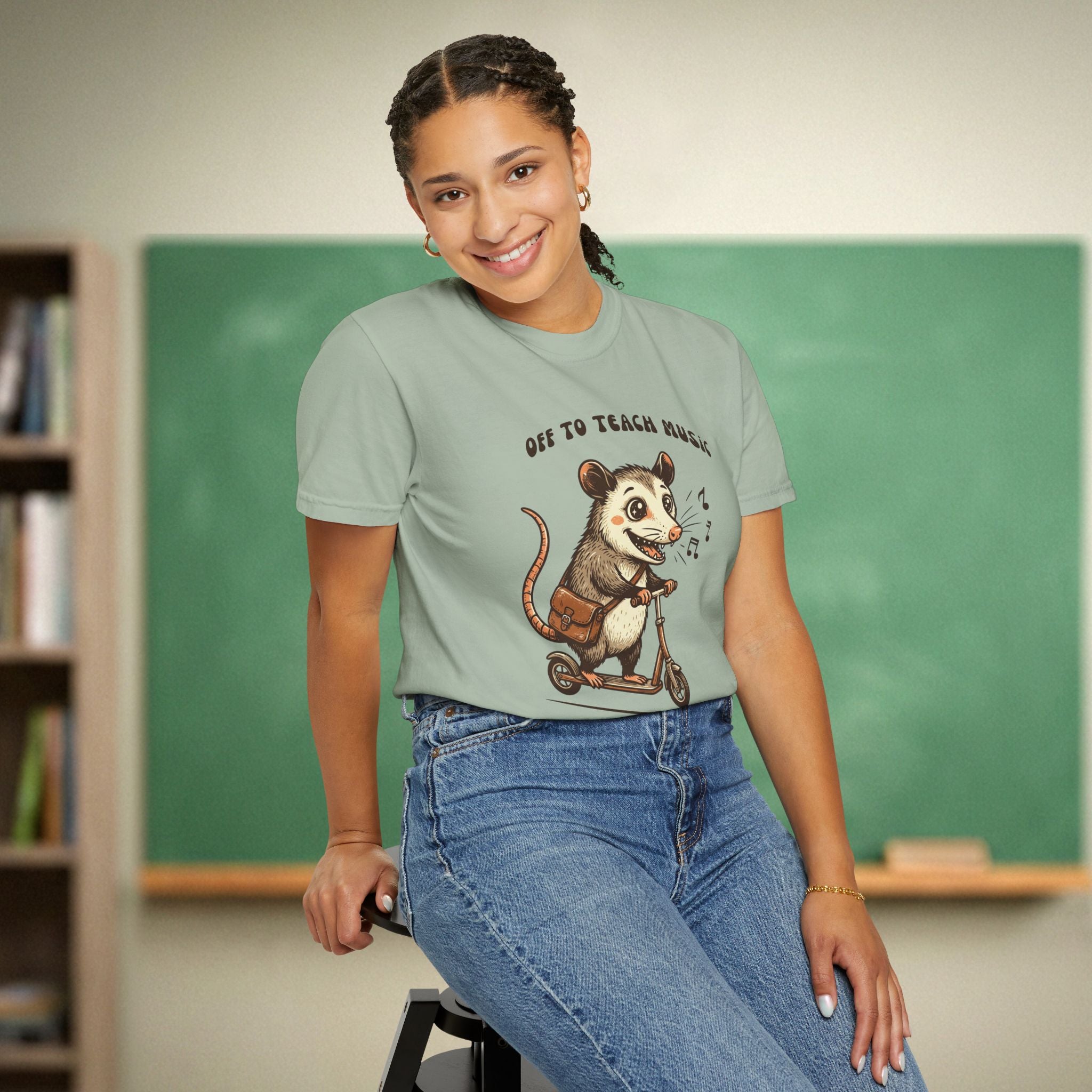 Off to Teach Music Opossum | Music Teacher Shirt | Premium Comfort Colors 1717 Vintage Tee