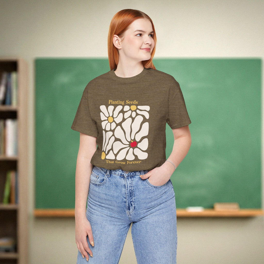 Planting Seeds That Grow Forever Teacher Shirt | Meaningful Teacher Appreciation Gift | Aesthetic Floral Teacher Tee | Bella Canvas 3001