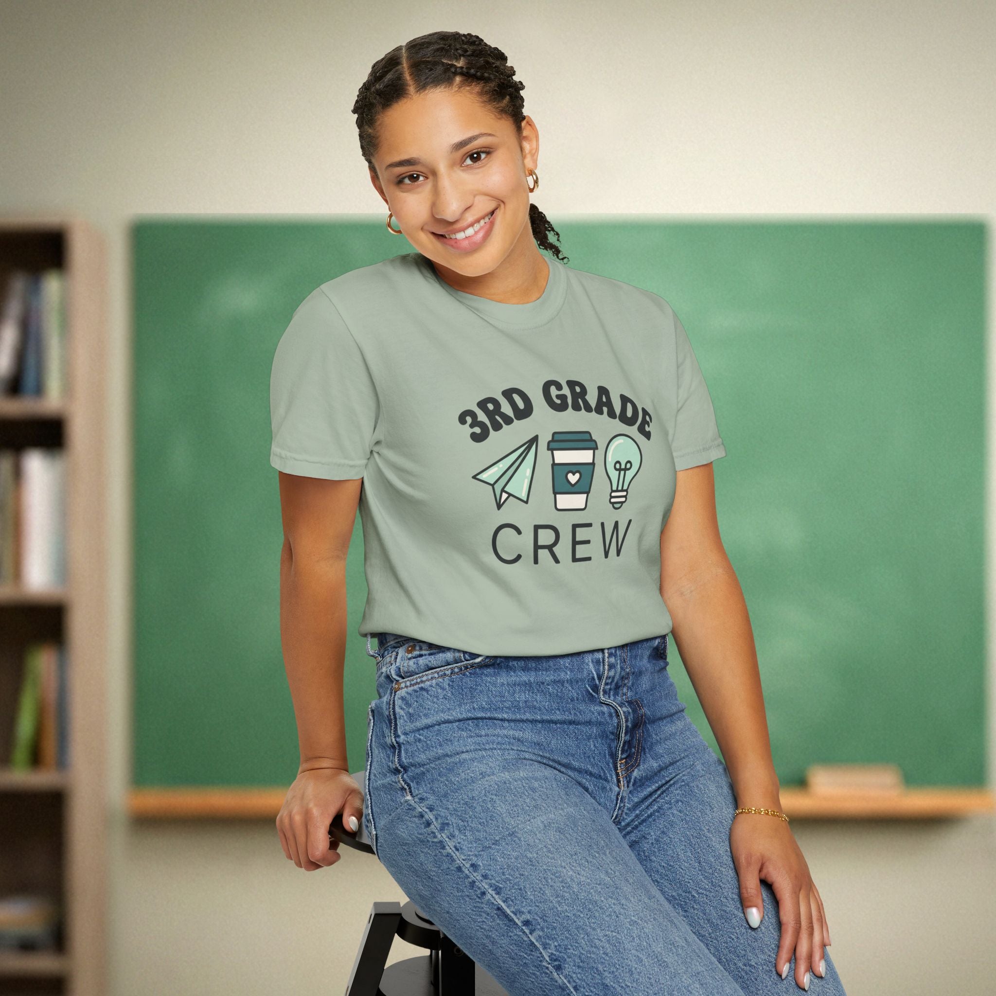 3rd Grade Crew Shirt | Retro Third Grade Teacher Tee | Cute Teacher Coffee Shirt | Premium Comfort Colors 1717 Vintage Tee