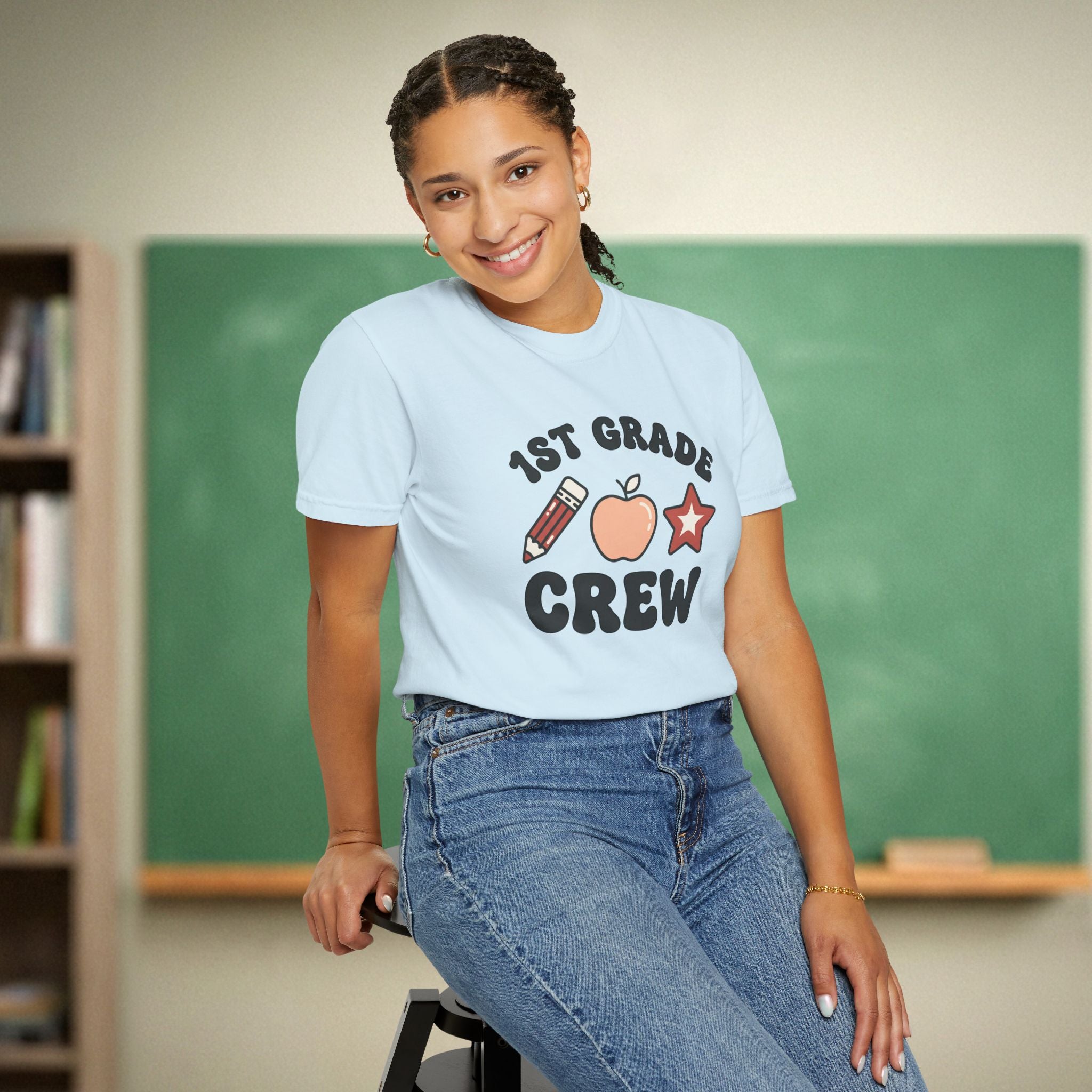 1st Grade Crew Shirt | Retro First Grade Teacher Tee | Aesthetic Teacher Team Shirt | Premium Comfort Colors 1717 Vintage Tee