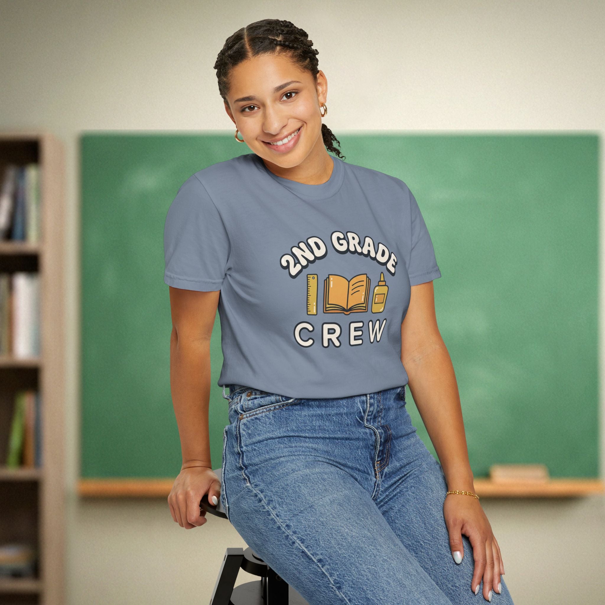 2nd Grade Crew Shirt | Retro Second Grade Teacher Tee | Cute Elementary Teacher Shirt | Premium Comfort Colors 1717 Vintage Tee
