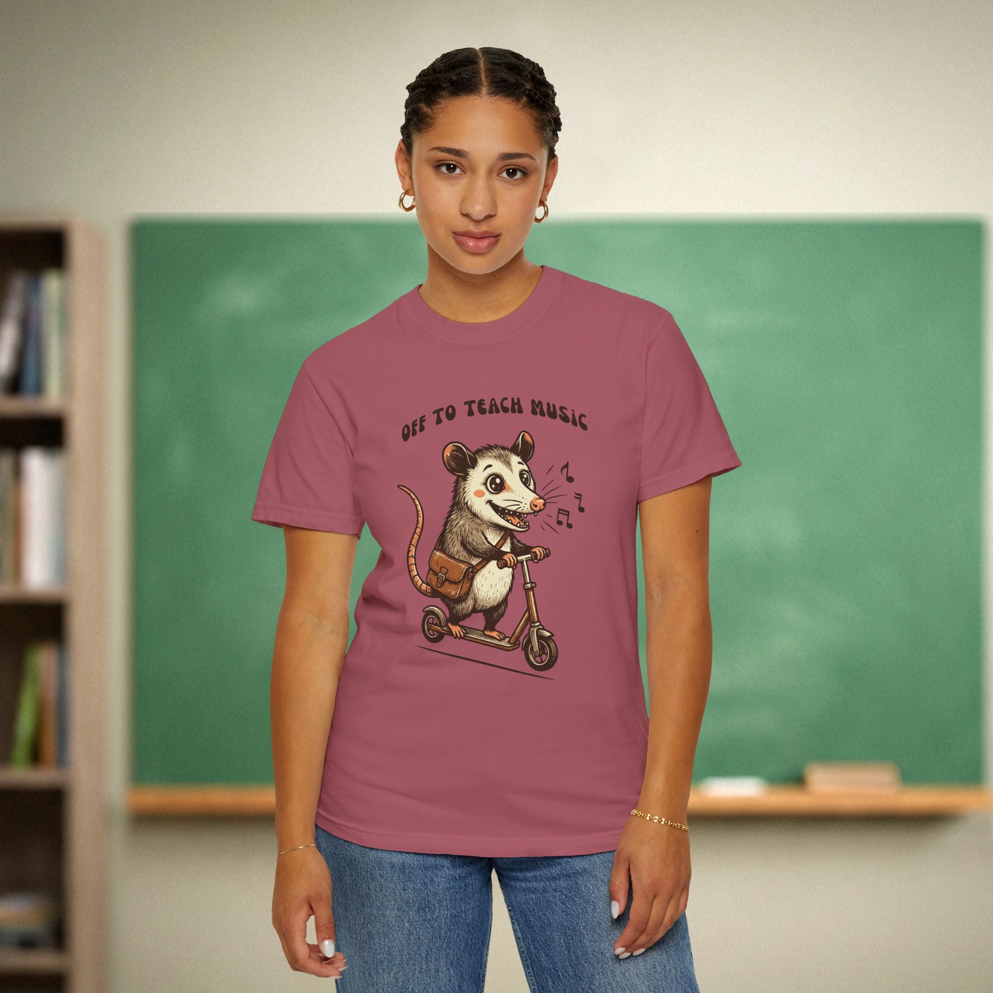 Off to Teach Music Opossum | Music Teacher Shirt | Premium Comfort Colors 1717 Vintage Tee