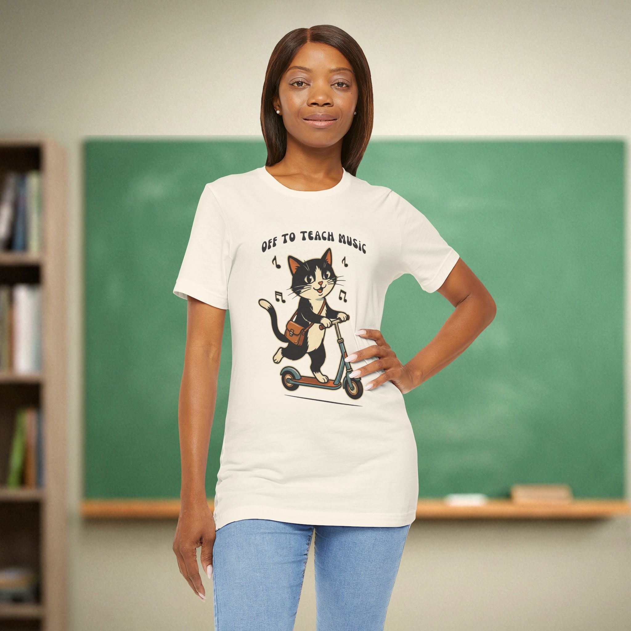 Off to Teach Music Tuxedo Cat | Music Teacher Shirt | Bella Canvas 3001