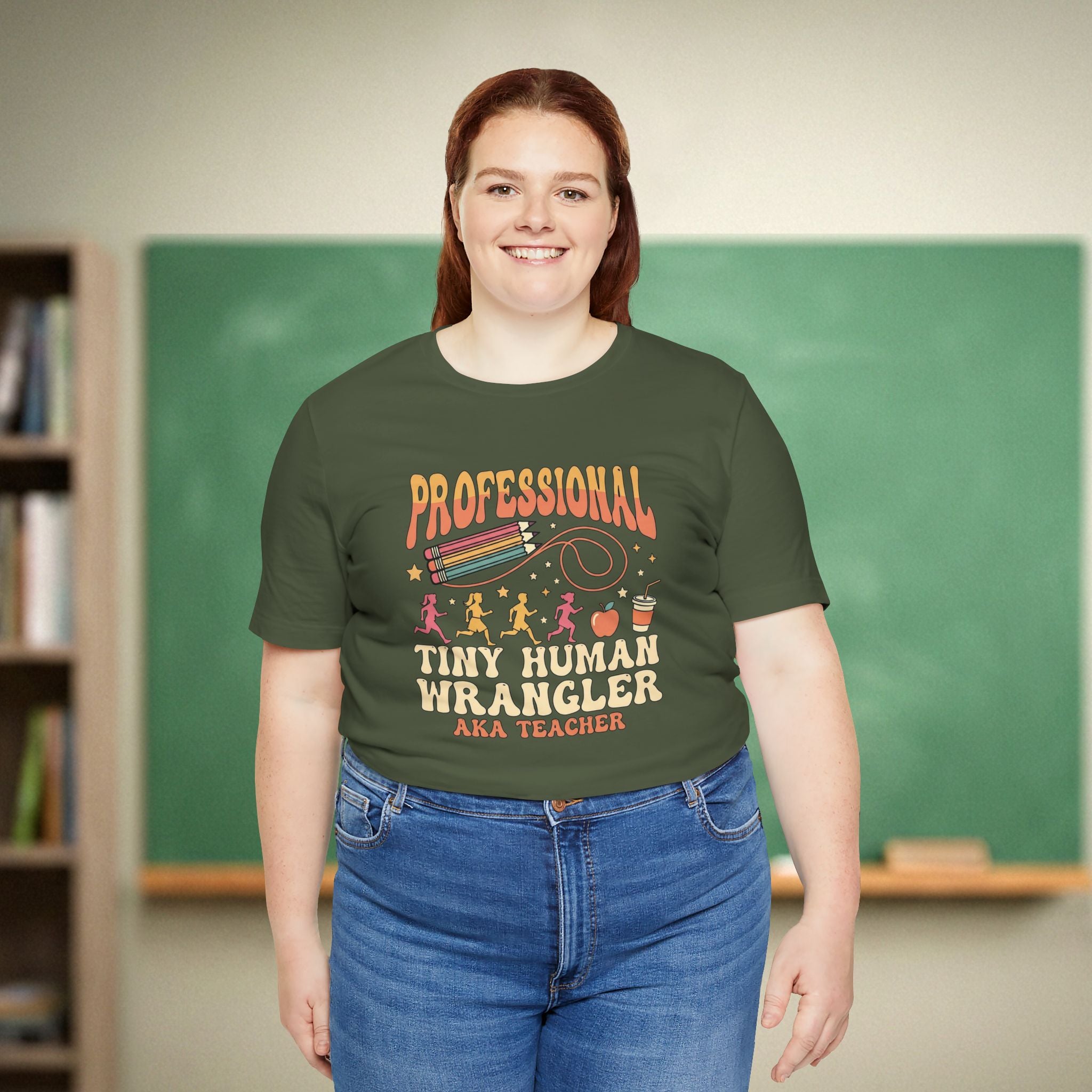 Professional Tiny Human Wrangler Teacher Shirt | Funny Elementary Teacher Tee | Premium Teacher Apparel