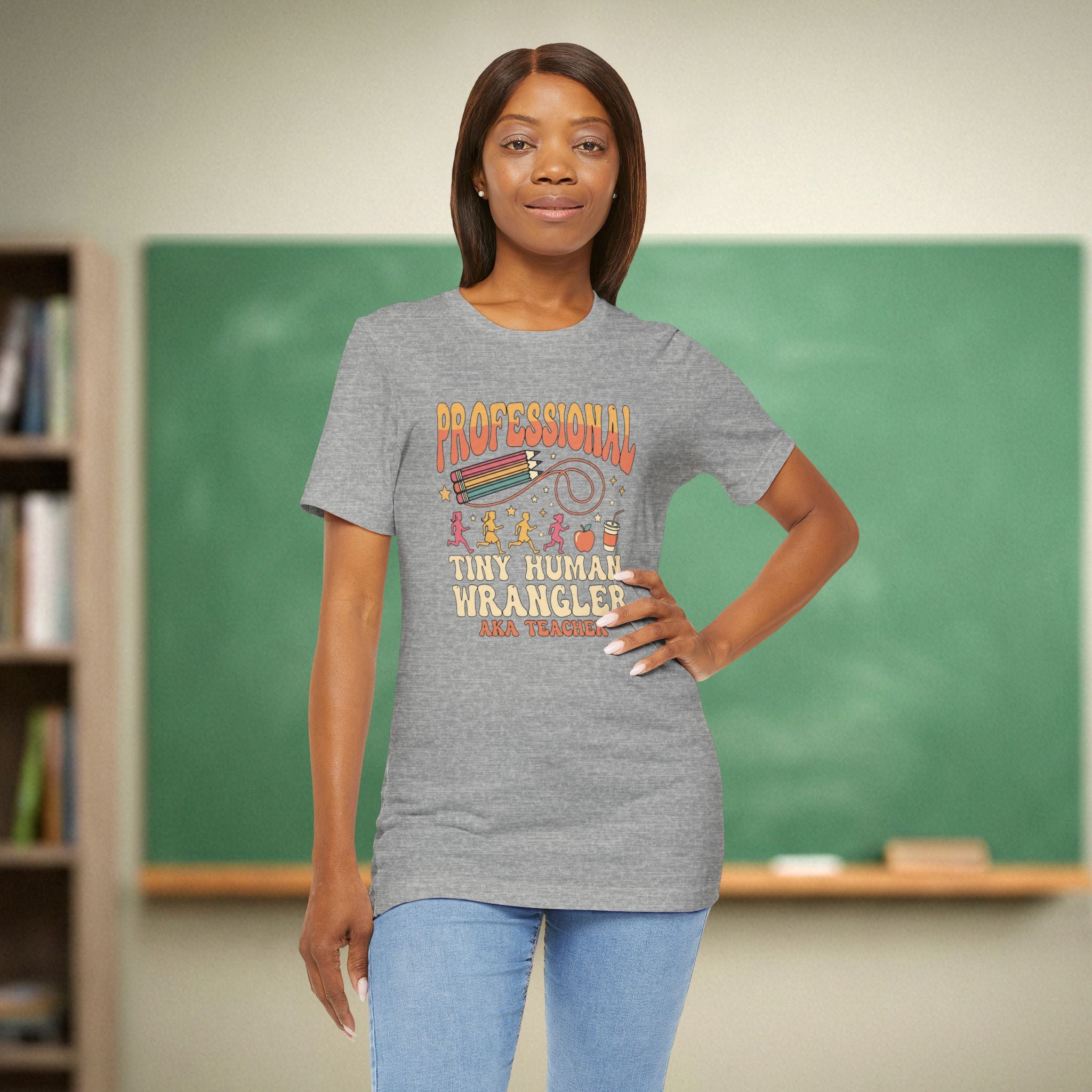 Professional Tiny Human Wrangler Teacher Shirt | Funny Elementary Teacher Tee | Premium Teacher Apparel