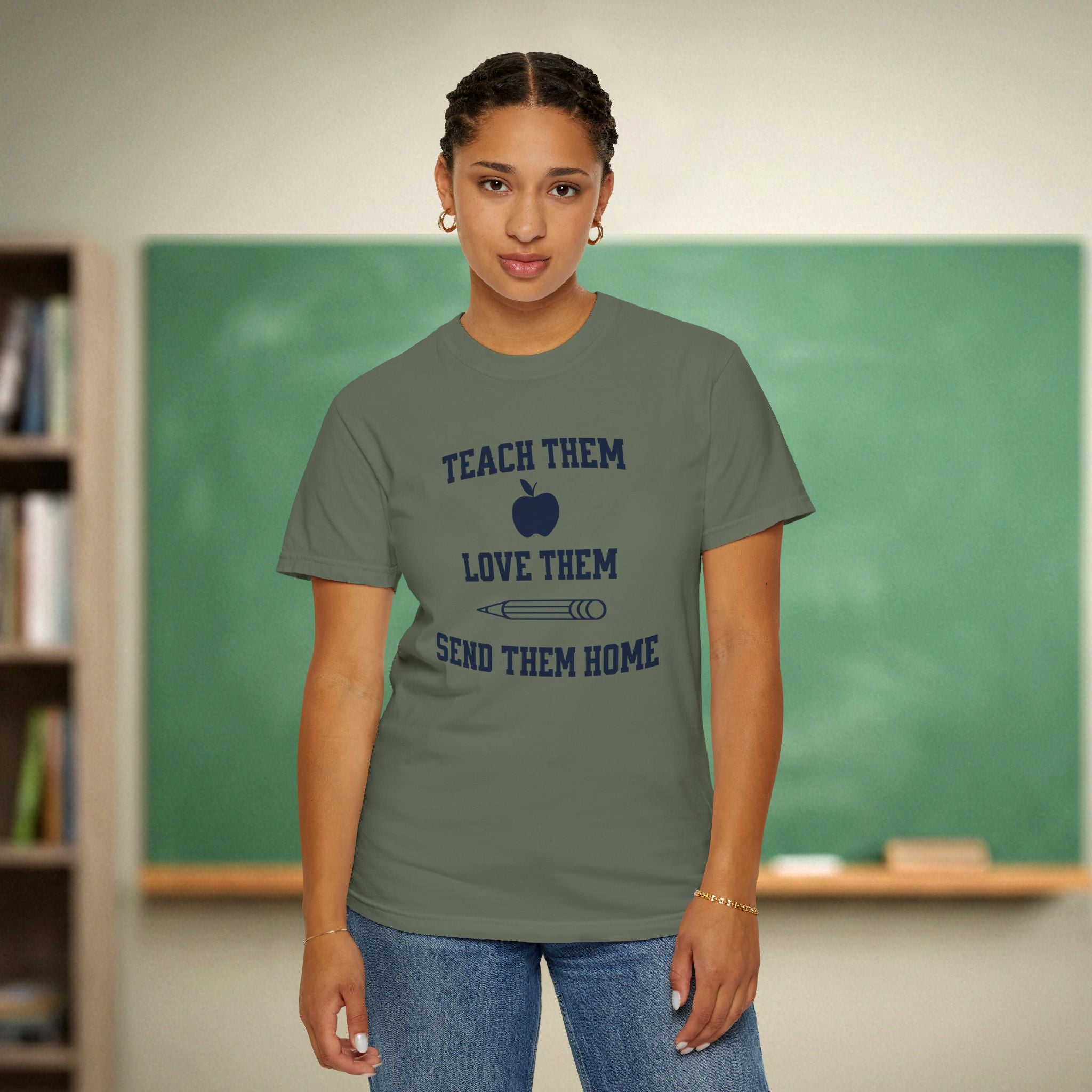 Teach Them Love Them Send Them Home Teacher Shirt | Funny Apple Pencil Tee