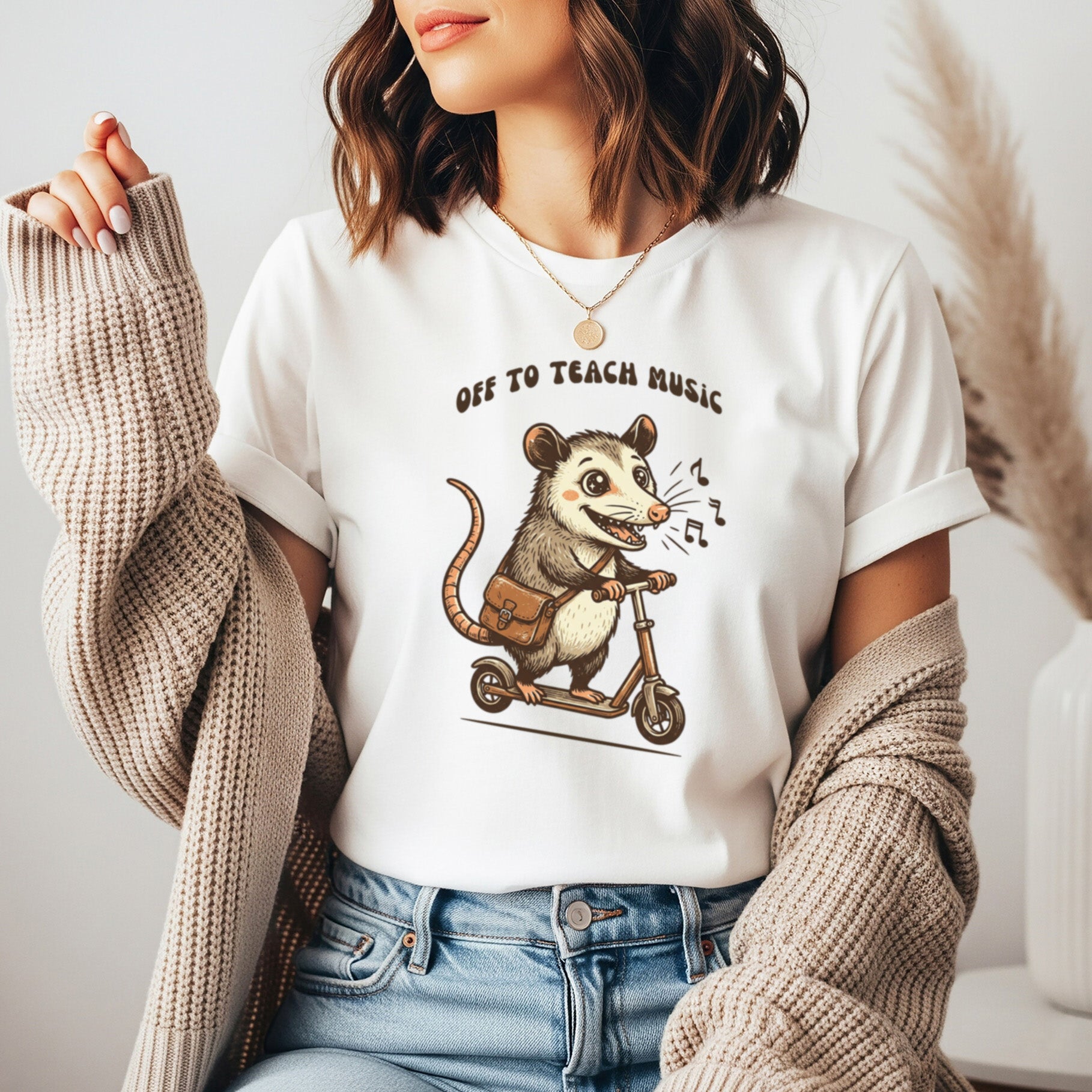 Off to Teach Music Opossum | Music Teacher Shirt | Bella Canvas 3001
