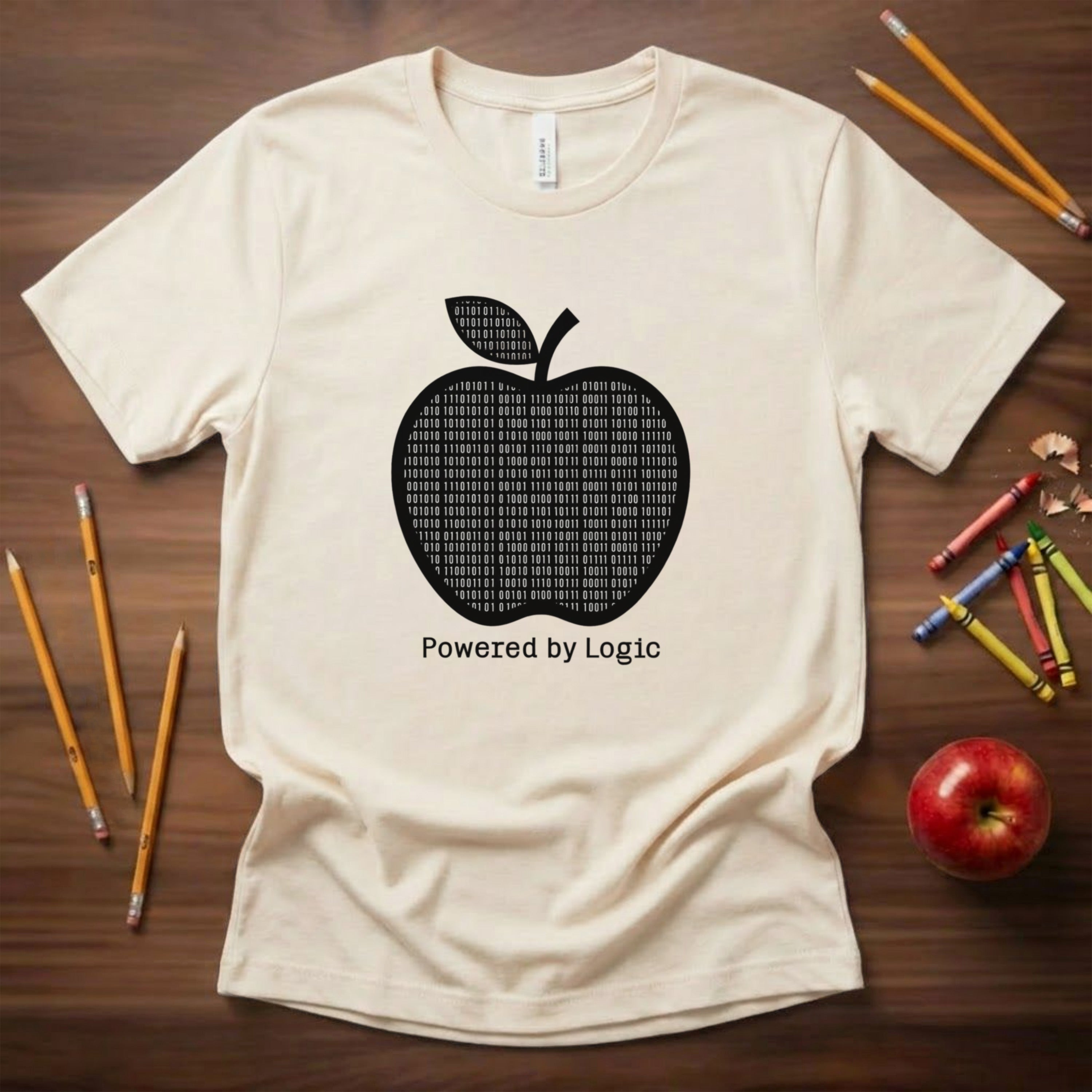 Powered by Logic Computer Science Teacher Shirt | STEM Teacher Tee | Bella Canvas 3001