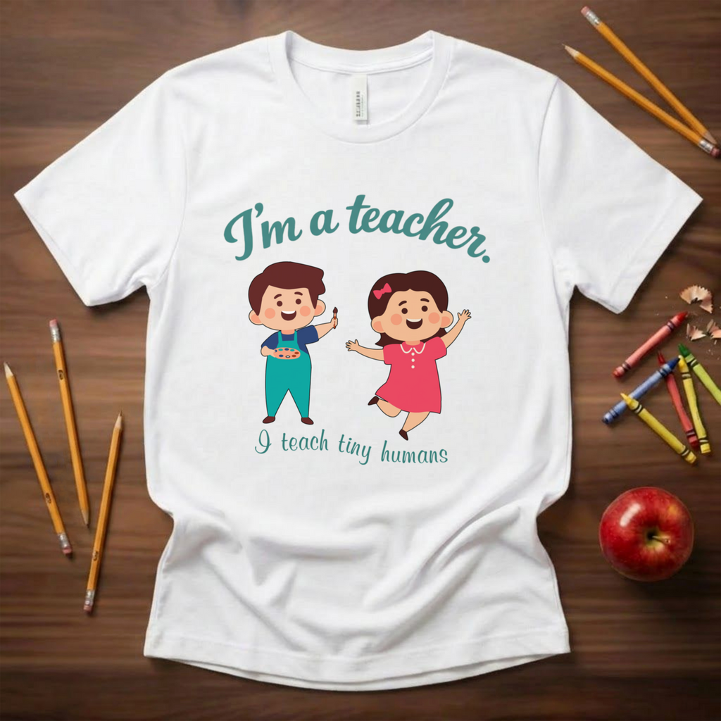 I Teach Tiny Humans Shirt | Cute Preschool & Kindergarten Teacher Tee | Early Childhood Teacher Gift | Bella Canvas 3001