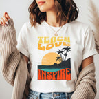 Teach Love Inspire Teacher Shirt | Sunset Retro Teacher Tee | Bella Canvas 3001
