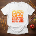 Teach Love Grow Inspire Nurture Teacher Shirt | Retro Groovy Teacher Tee | Bella Canvas 3001