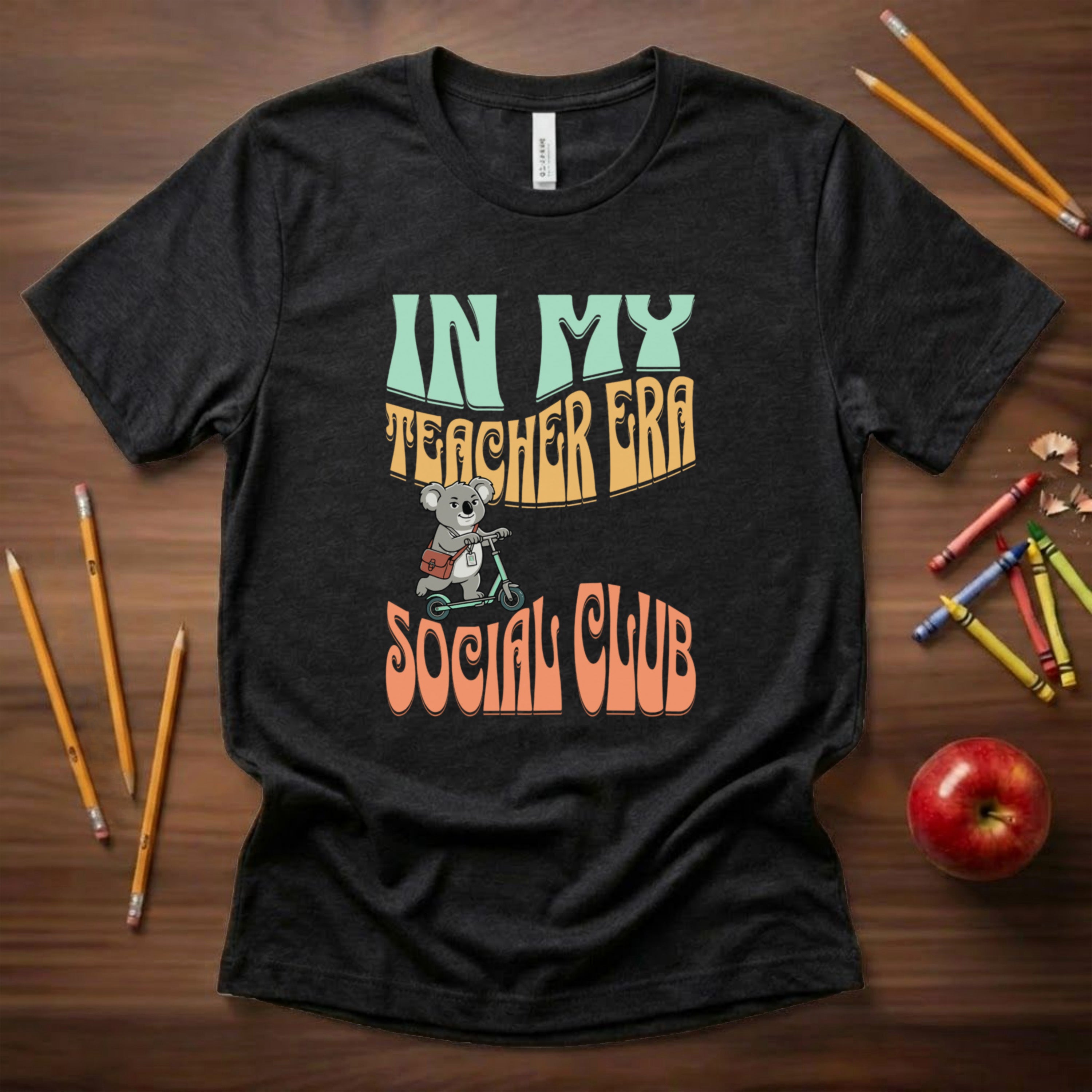 In My Teacher Era Koala Shirt | Retro Teacher Social Club Tee | Groovy Mascot Teacher Shirt | Bella Canvas 3001