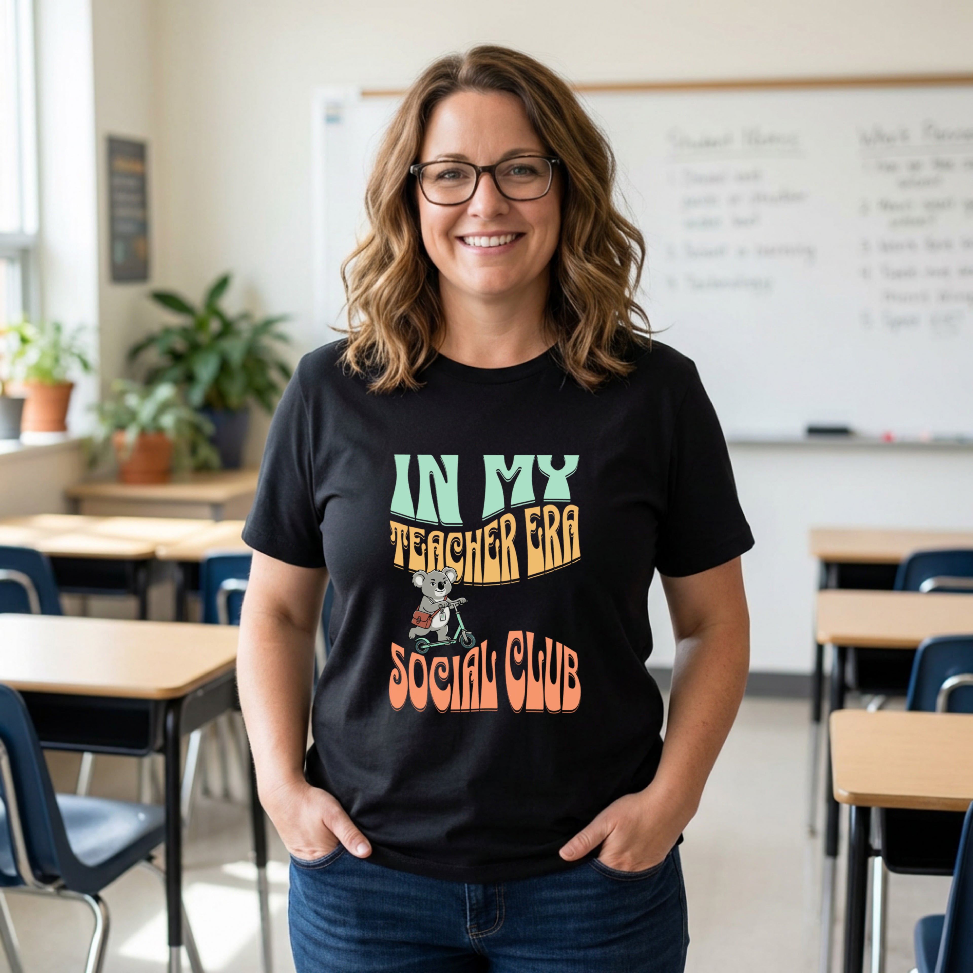 In My Teacher Era Koala Shirt | Retro Teacher Social Club Tee | Groovy Mascot Teacher Shirt | Bella Canvas 3001
