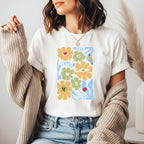 Teach Love Grow Inspire Floral Shirt | Retro Groovy Teacher Garden Tee | Aesthetic Teacher Gift | Bella Canvas 3001