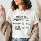Fluent In Coffee and Grading Teacher Shirt | Funny Teacher Humor Tee
