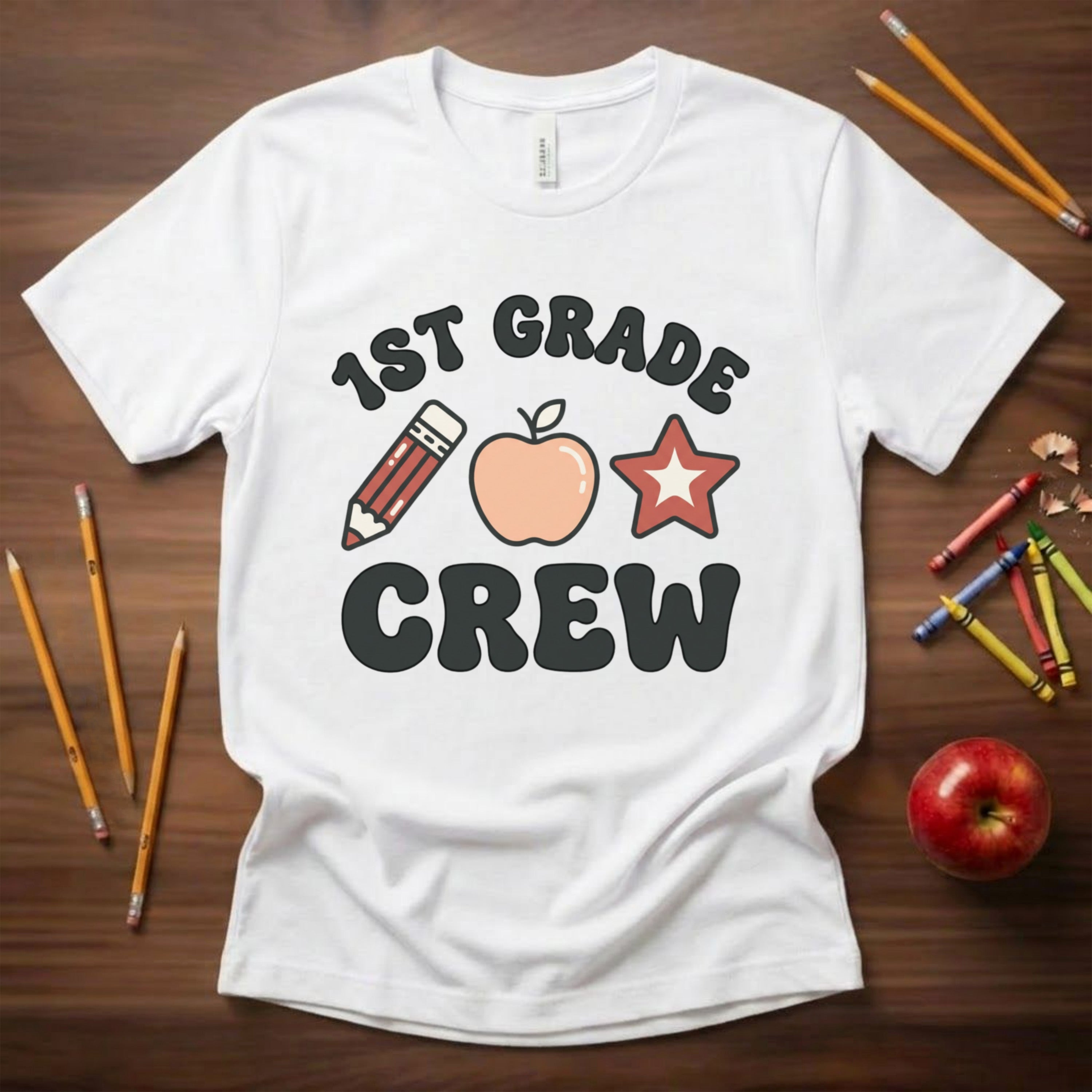 1st Grade Crew Shirt | Retro First Grade Teacher Tee | Aesthetic Teacher Team Shirt | Bella Canvas 3001