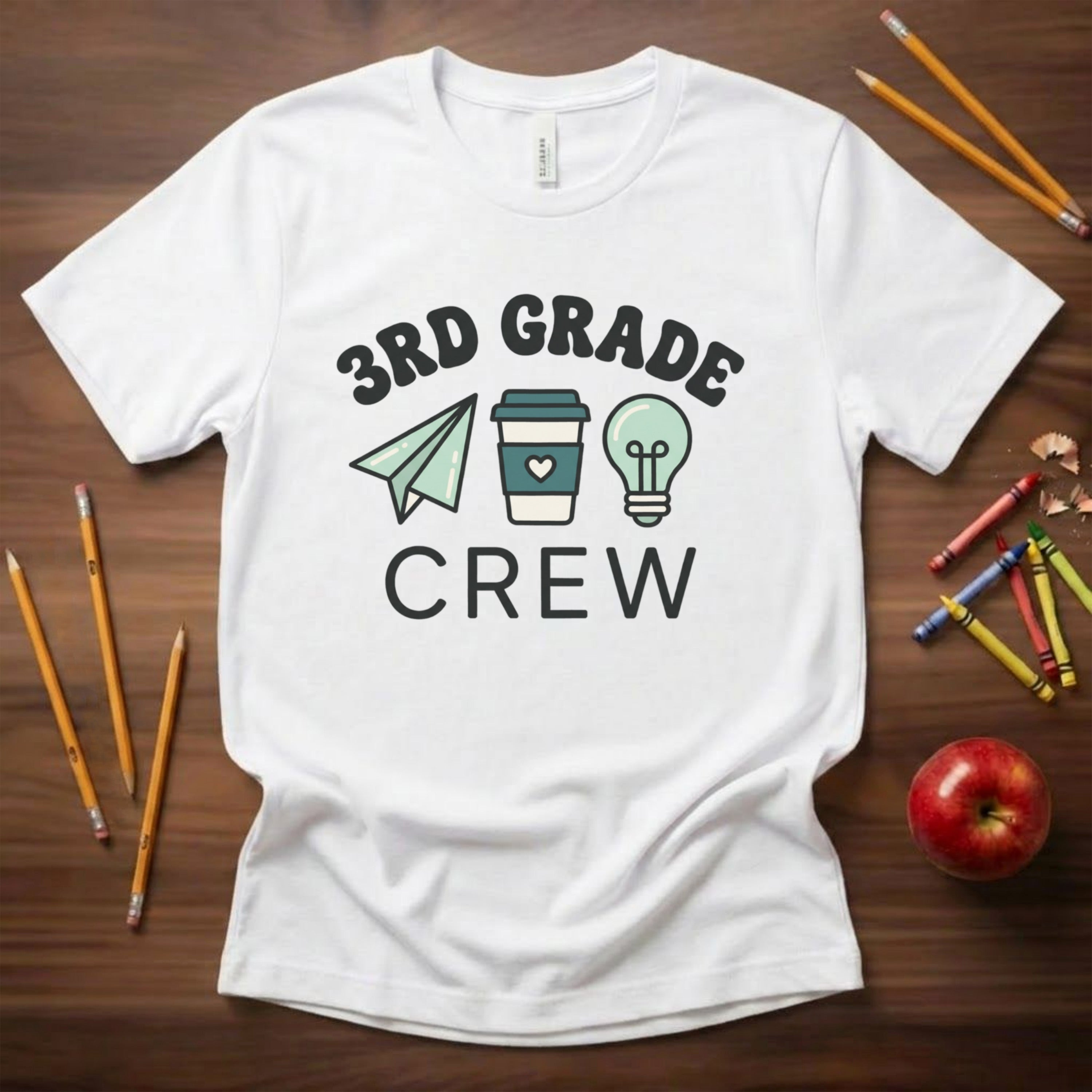 3rd Grade Crew Shirt | Retro Third Grade Teacher Tee | Cute Teacher Coffee Shirt | Bella Canvas 3001
