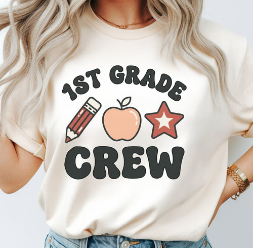 1st Grade Crew Shirt | Retro First Grade Teacher Tee | Aesthetic Teacher Team Shirt | Premium Comfort Colors 1717 Vintage Tee