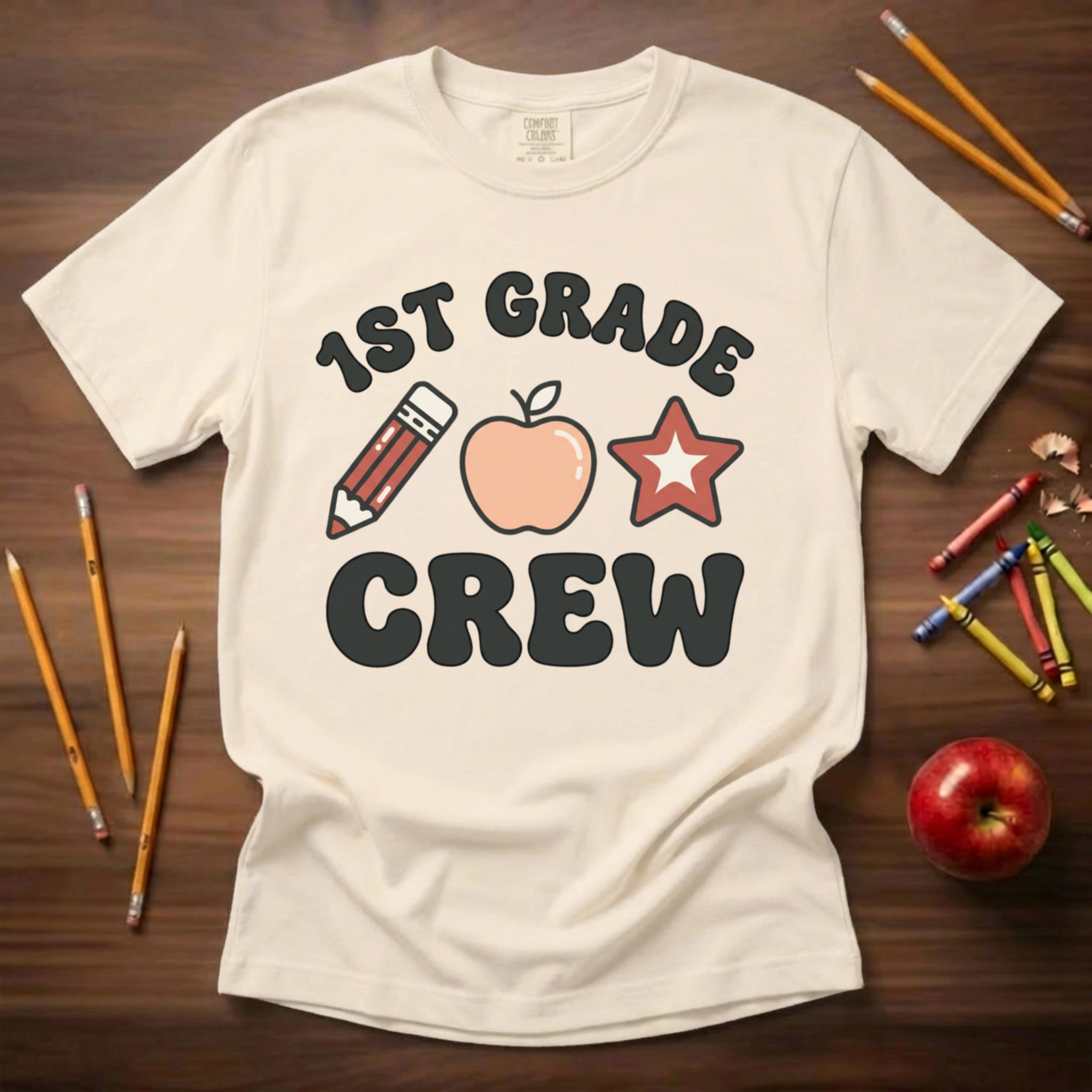 1st Grade Crew Shirt | Retro First Grade Teacher Tee | Aesthetic Teacher Team Shirt | Premium Comfort Colors 1717 Vintage Tee