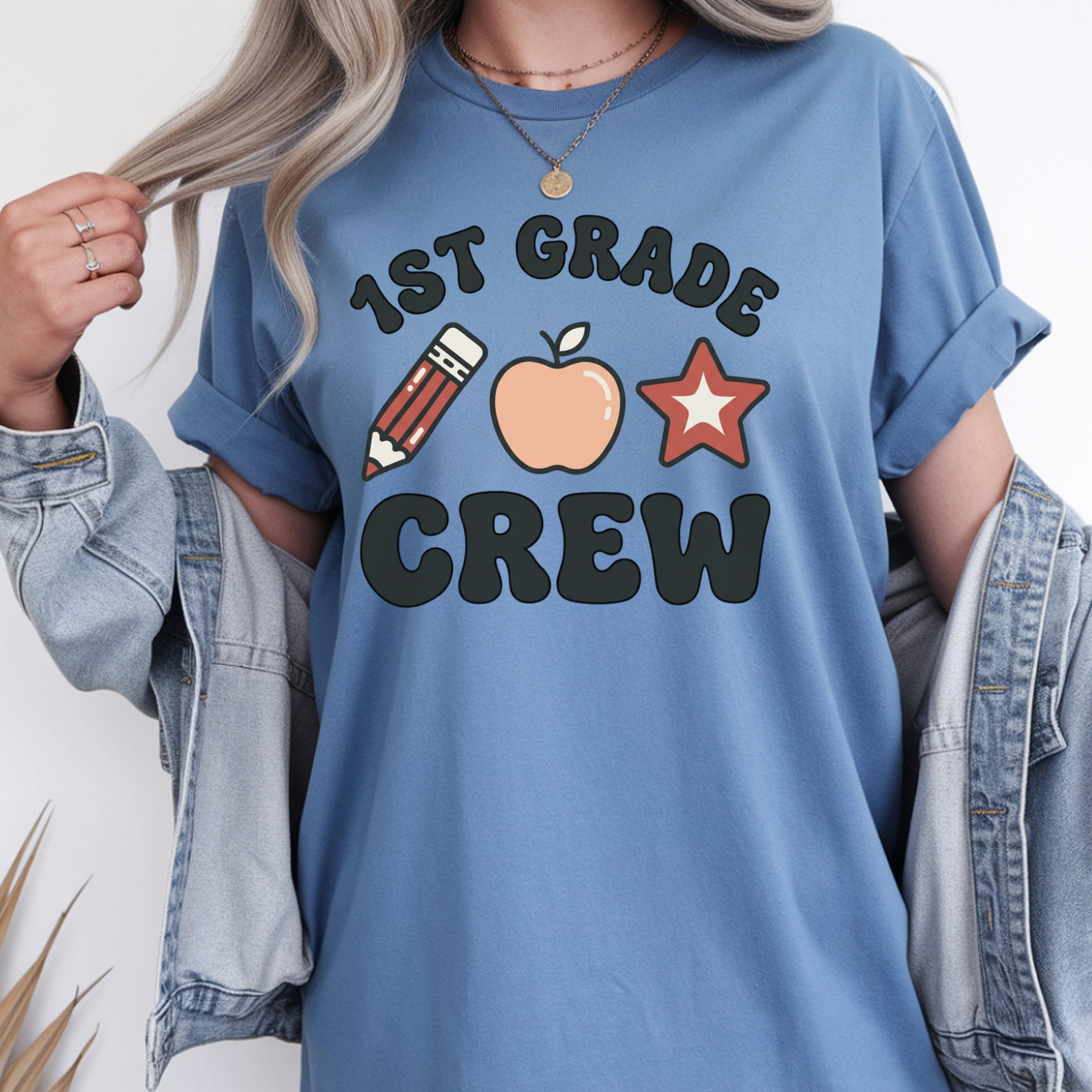 1st Grade Crew Shirt | Retro First Grade Teacher Tee | Aesthetic Teacher Team Shirt | Premium Comfort Colors 1717 Vintage Tee