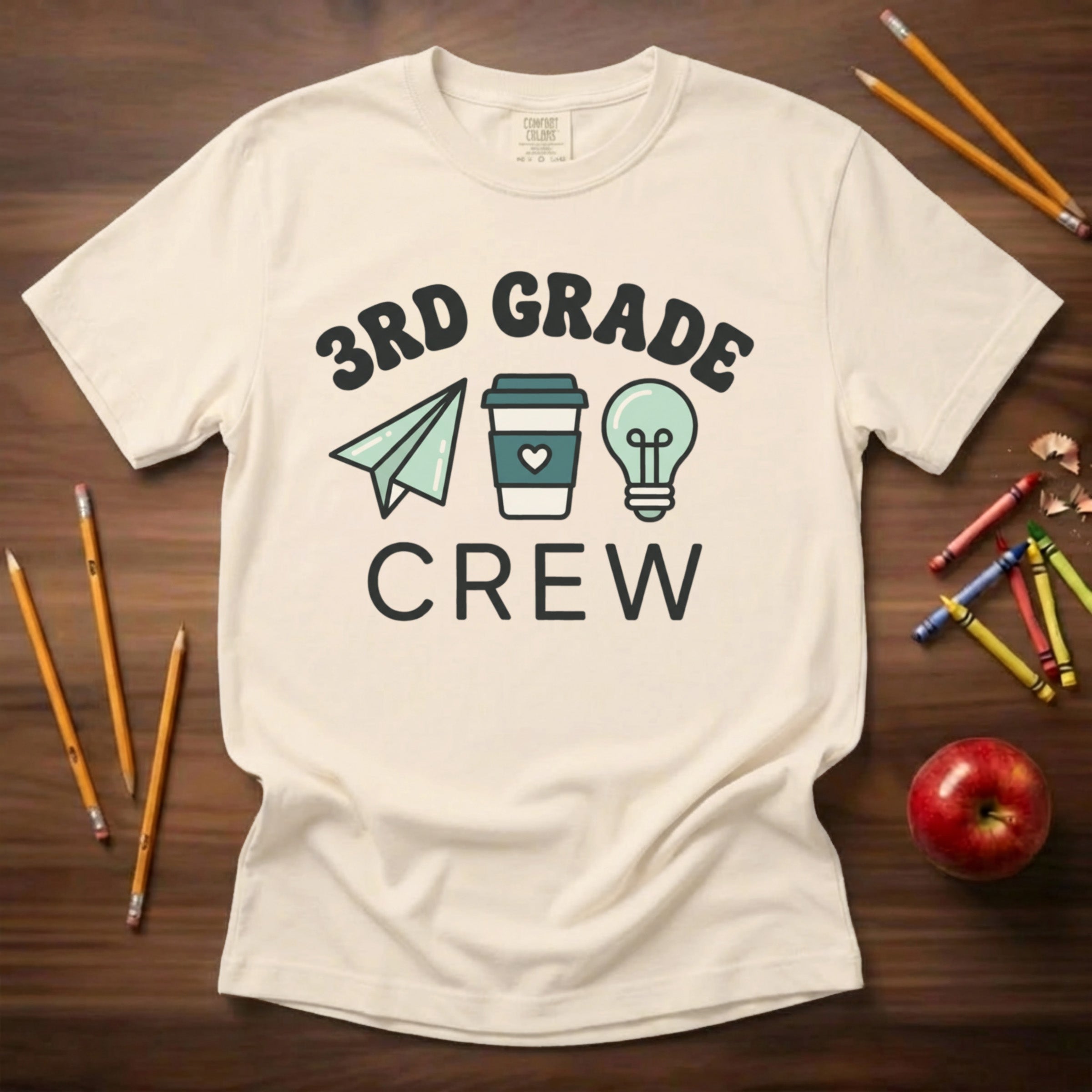 3rd Grade Crew Shirt | Retro Third Grade Teacher Tee | Cute Teacher Coffee Shirt | Premium Comfort Colors 1717 Vintage Tee
