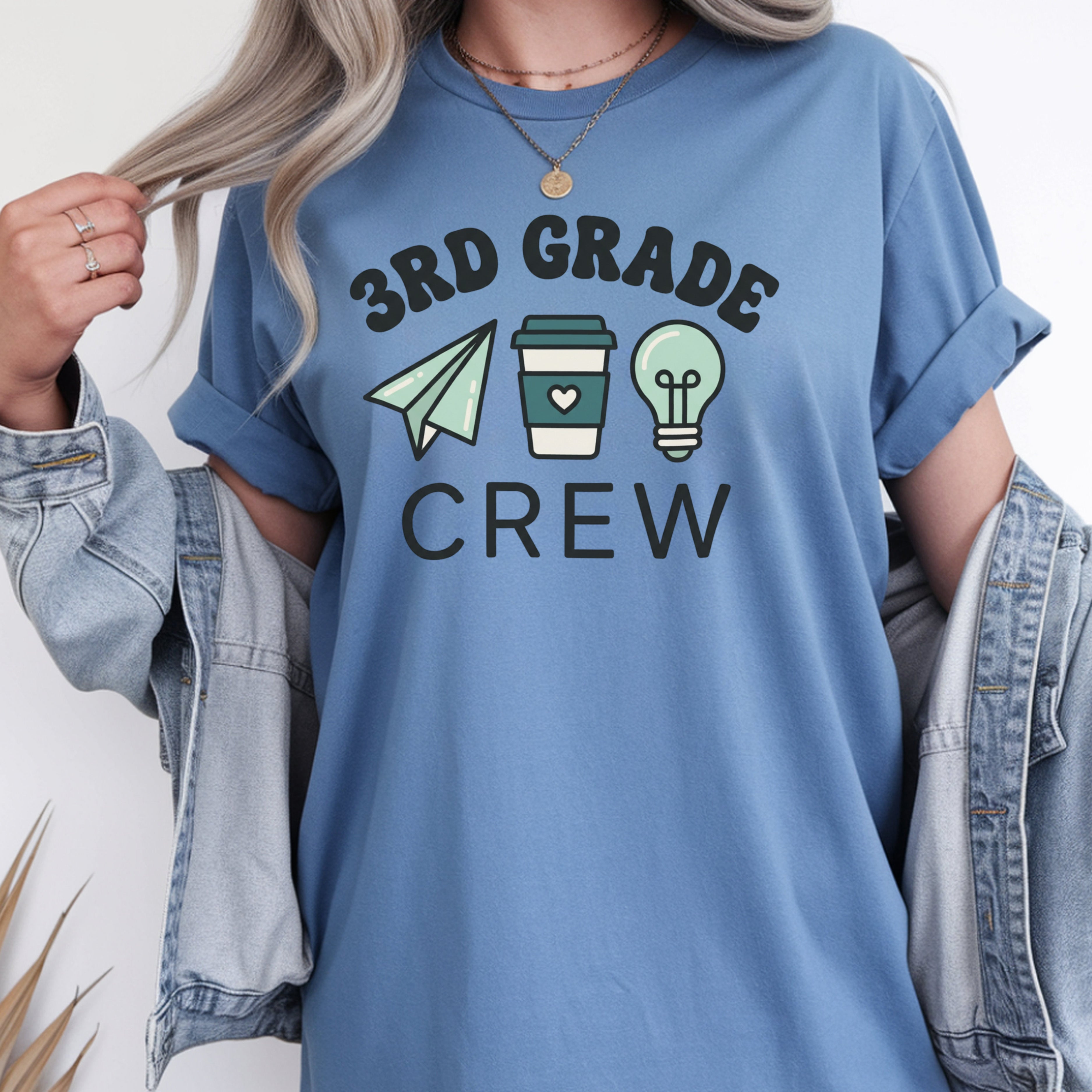3rd Grade Crew Shirt | Retro Third Grade Teacher Tee | Cute Teacher Coffee Shirt | Premium Comfort Colors 1717 Vintage Tee