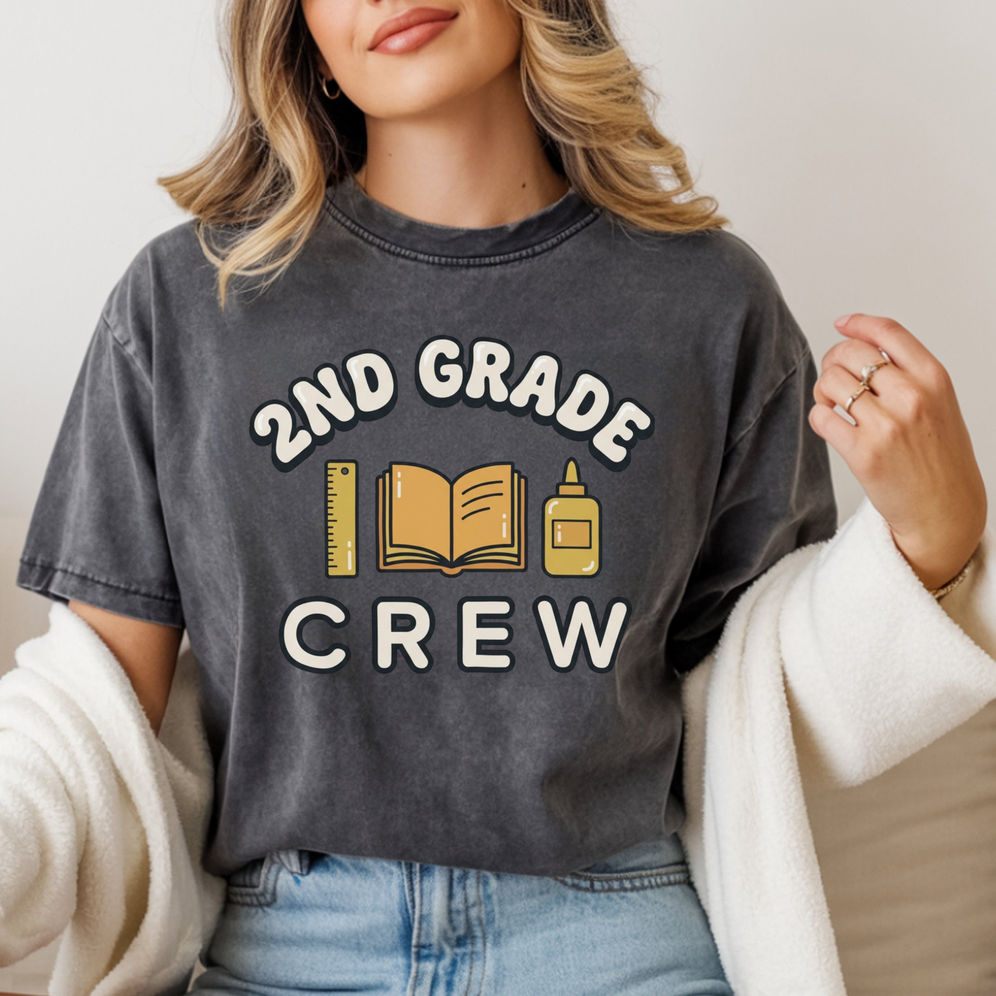 2nd Grade Crew Shirt | Retro Second Grade Teacher Tee | Cute Elementary Teacher Shirt | Premium Comfort Colors 1717 Vintage Tee