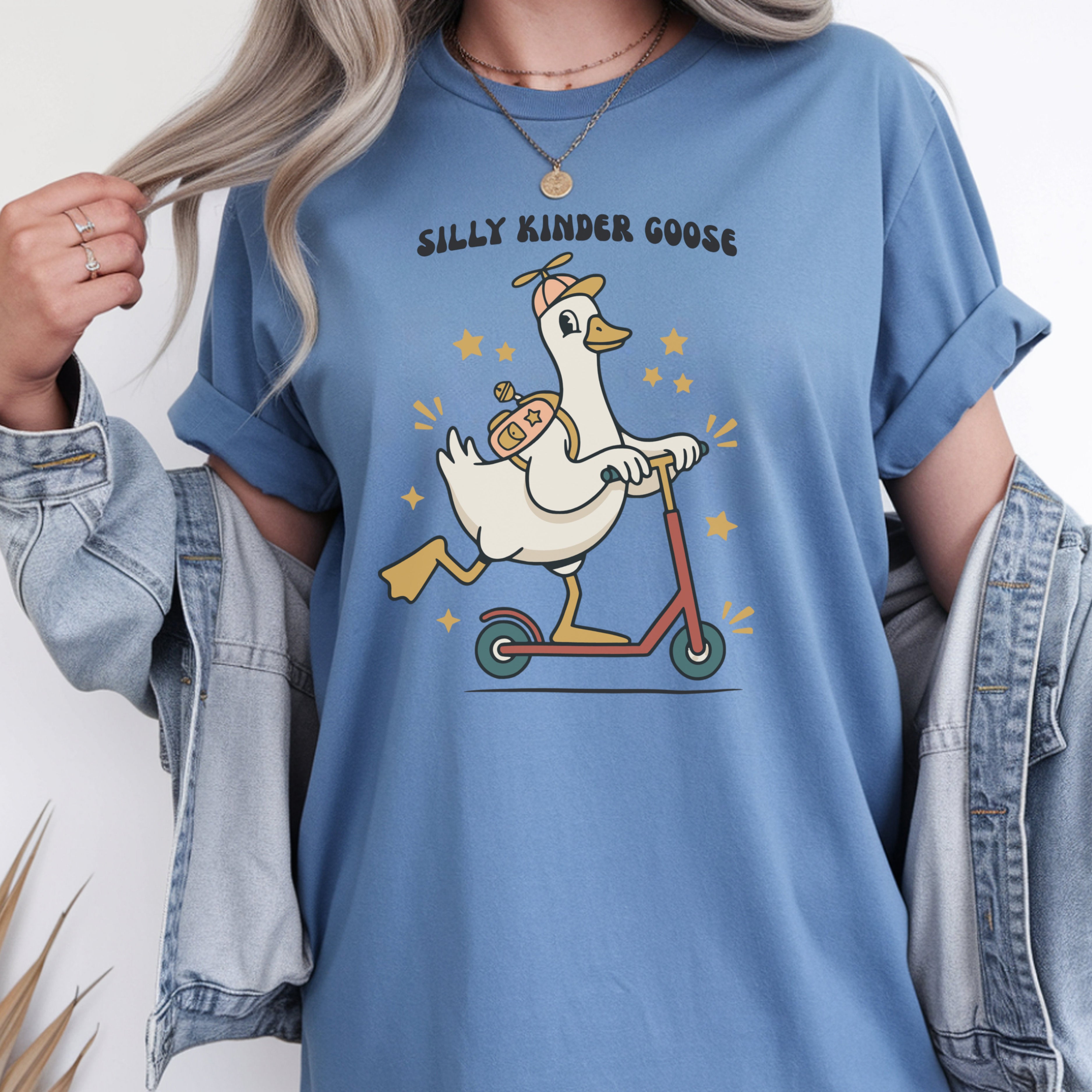 Silly Kinder Goose Shirt | Funny Kindergarten Teacher Tee | Premium Comfort Colors 1717 Vintage Tee